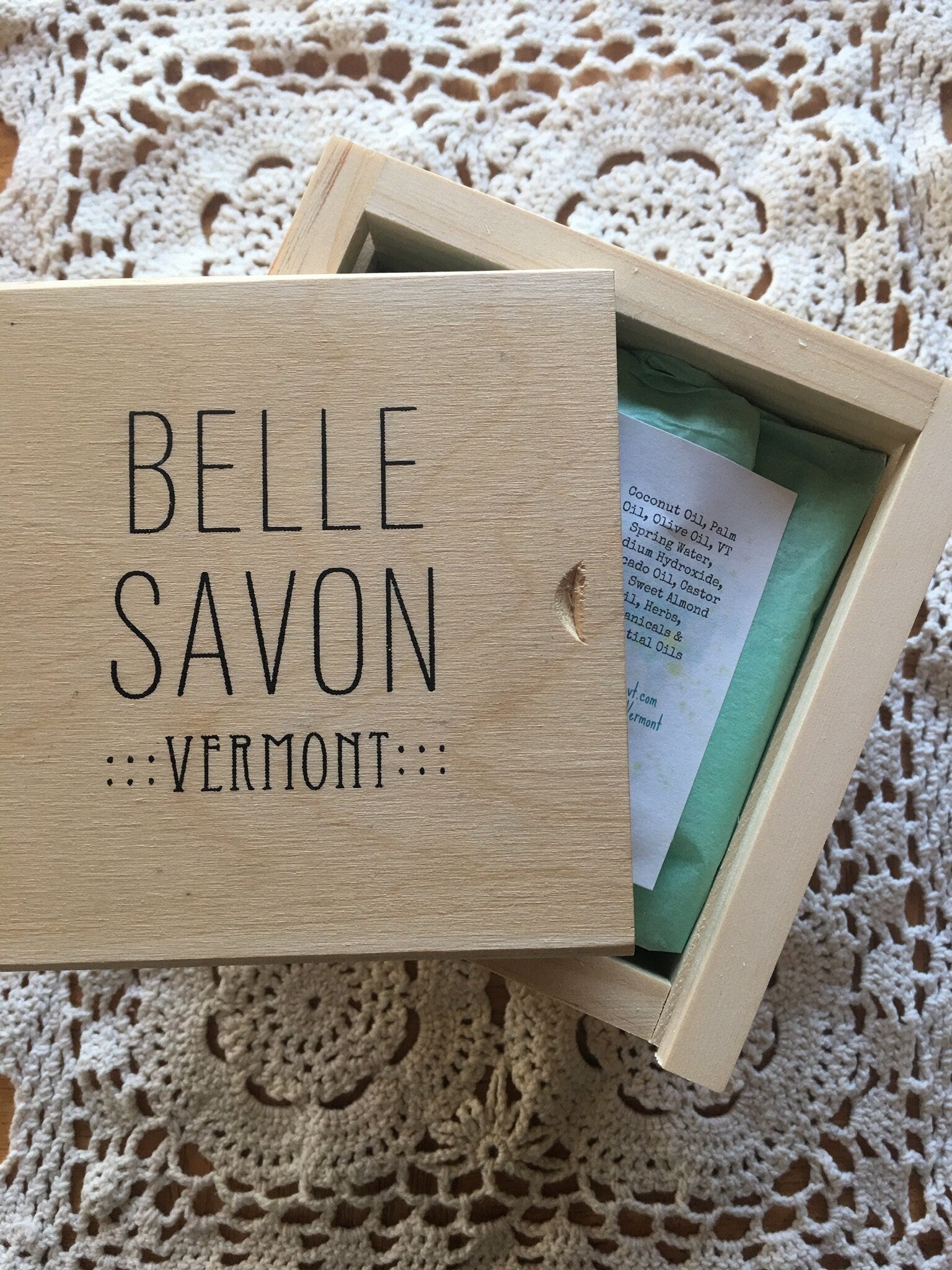 Artisan Soap and Soy Candle Gift Set in Vermont Wooden Box -Bridal Party-Hostess Gift by Belle Savon Vermont