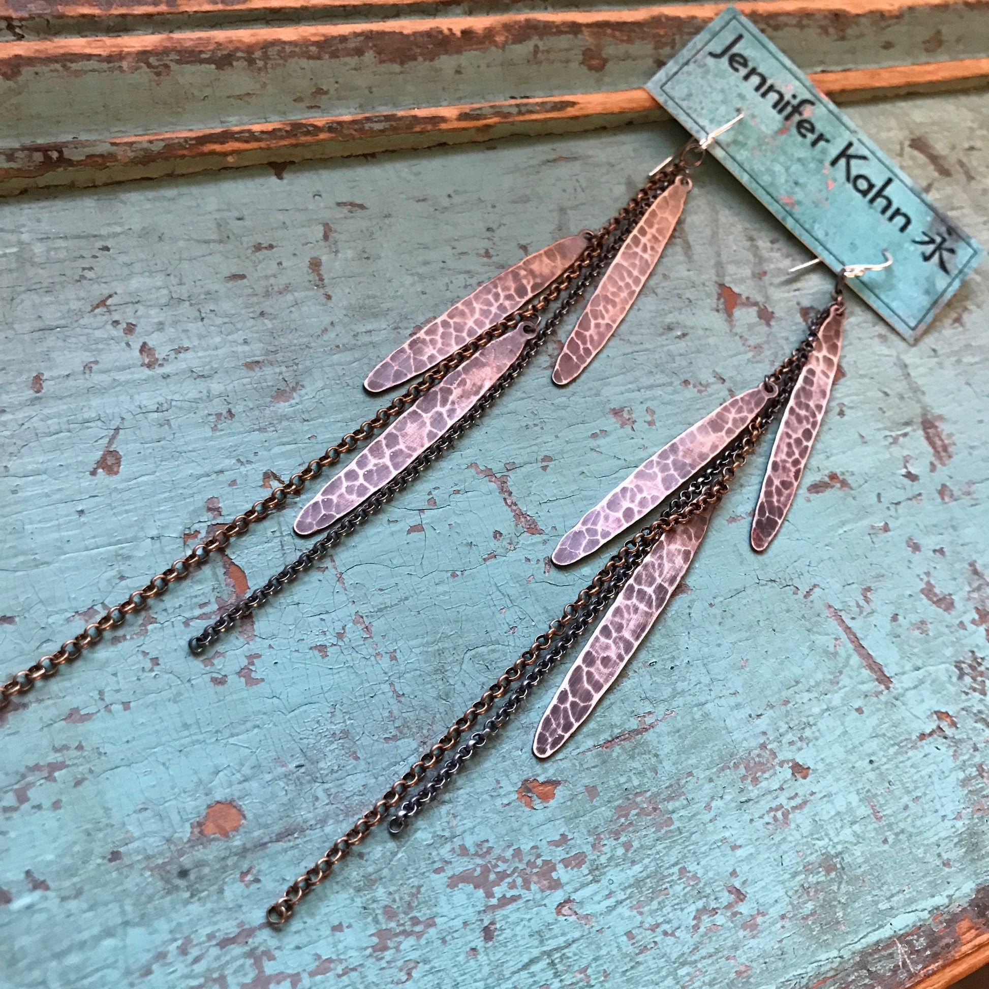 Metal Feather Earrings by jenkahnjewelry