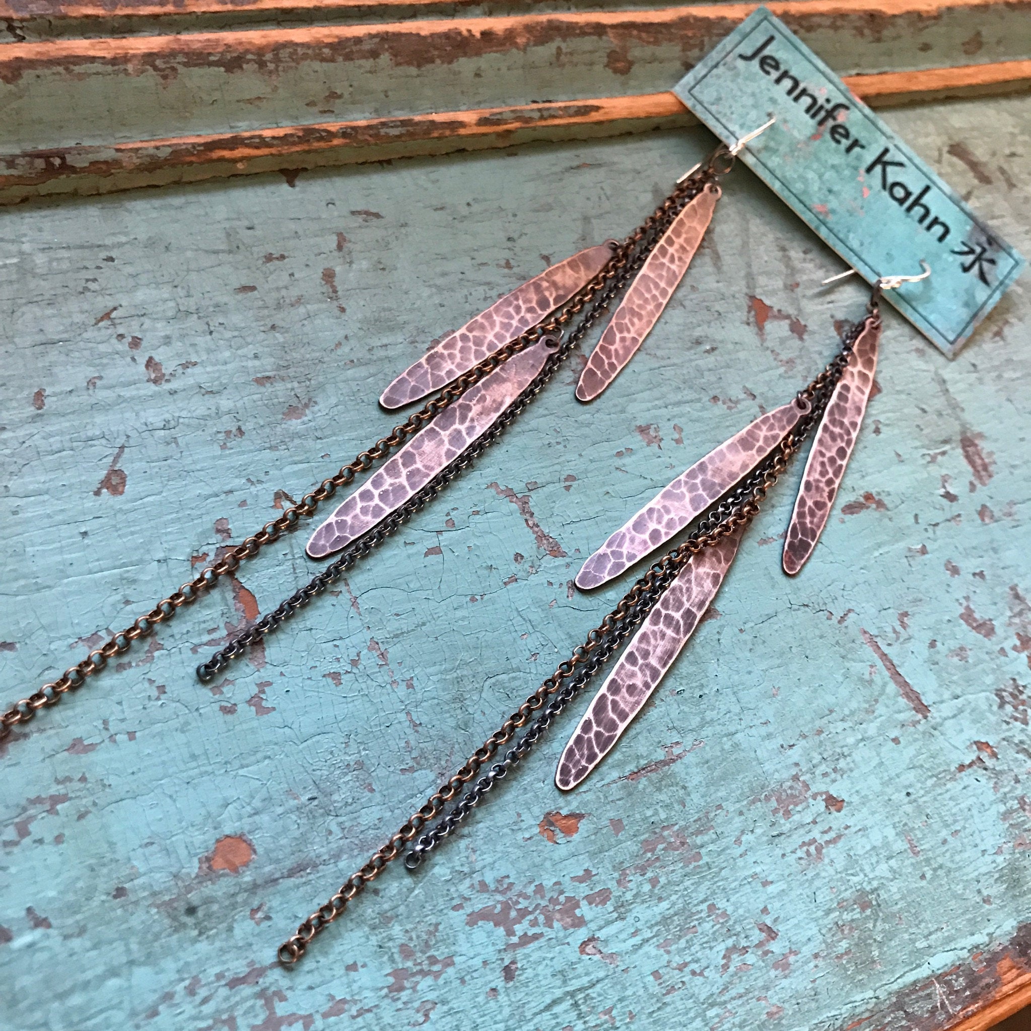 Metal Feather Earrings by jenkahnjewelry