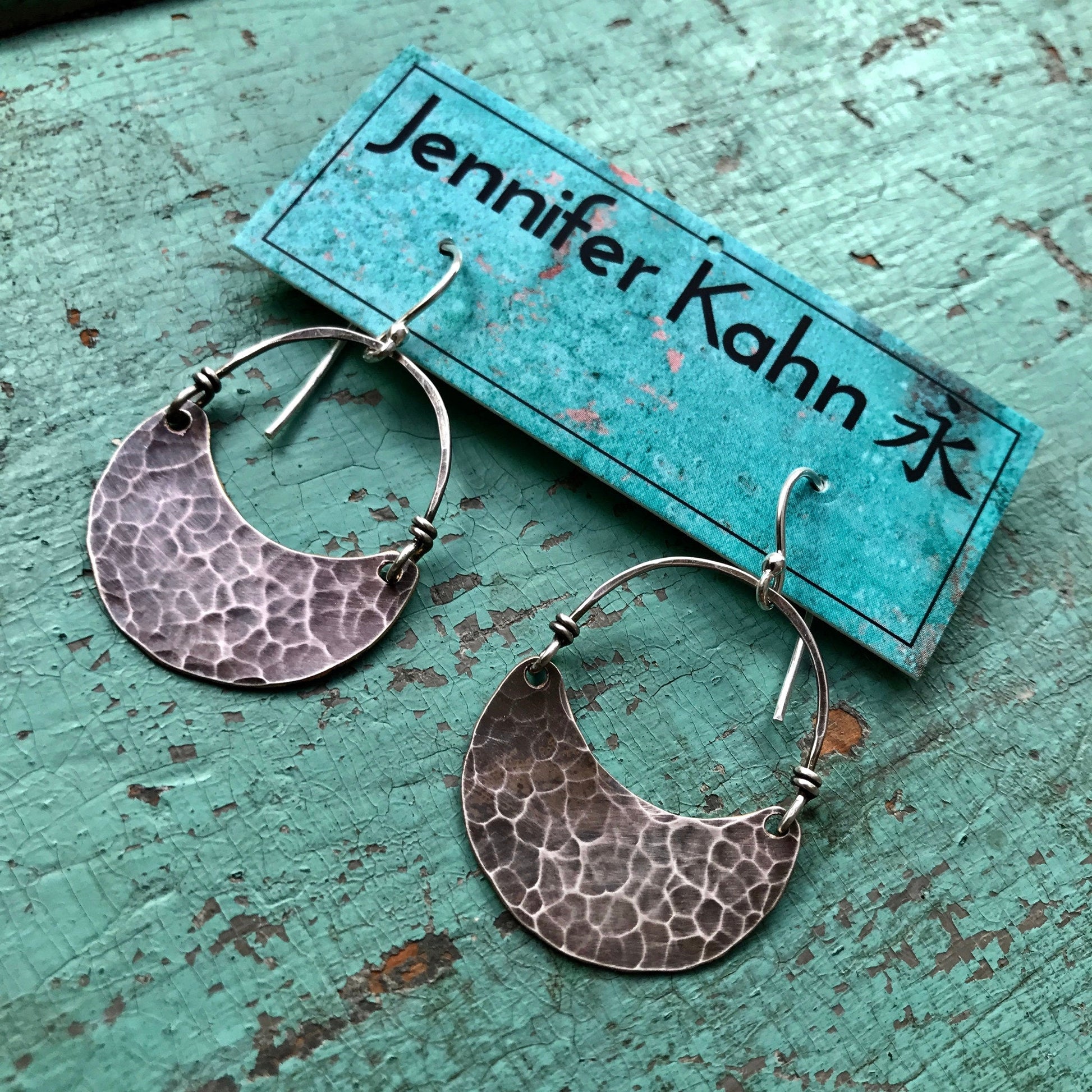 Silver Crescent Earrings by jenkahnjewelry