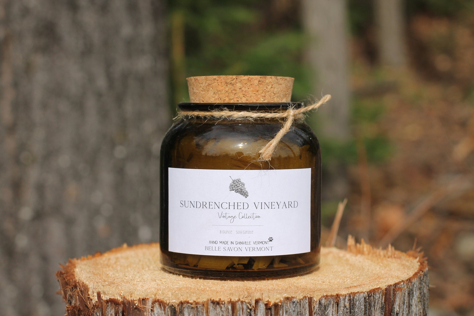 Vintage Collection Hand-poured Natural Soy Candle-8oz Recycled Glass with Cork Top-Belle Savon Vermont by Belle Savon Vermont