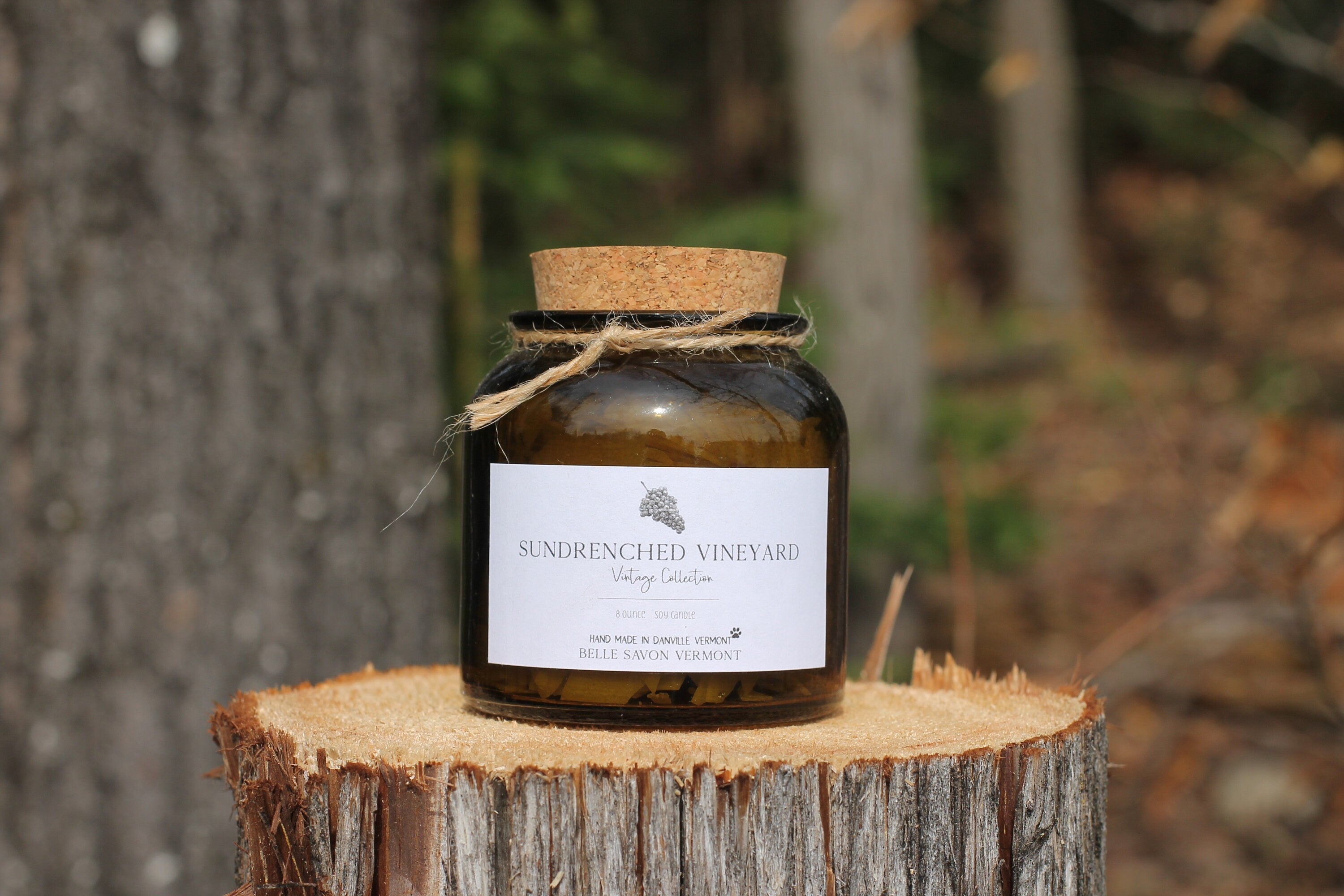 Vintage Collection Hand-poured Natural Soy Candle-8oz Recycled Glass with Cork Top-Belle Savon Vermont by Belle Savon Vermont