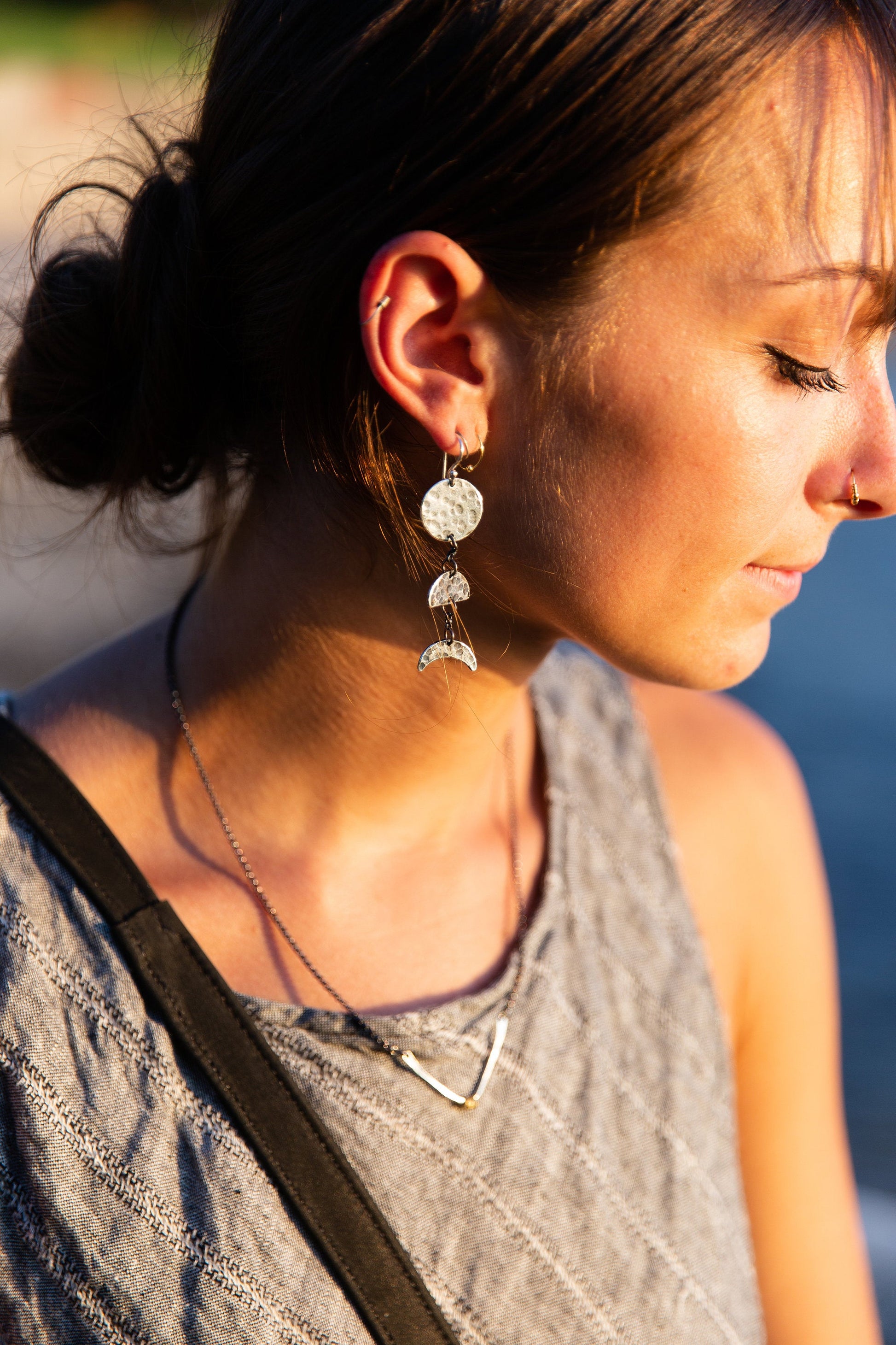 Silver Moon Phase Earrings by jenkahnjewelry