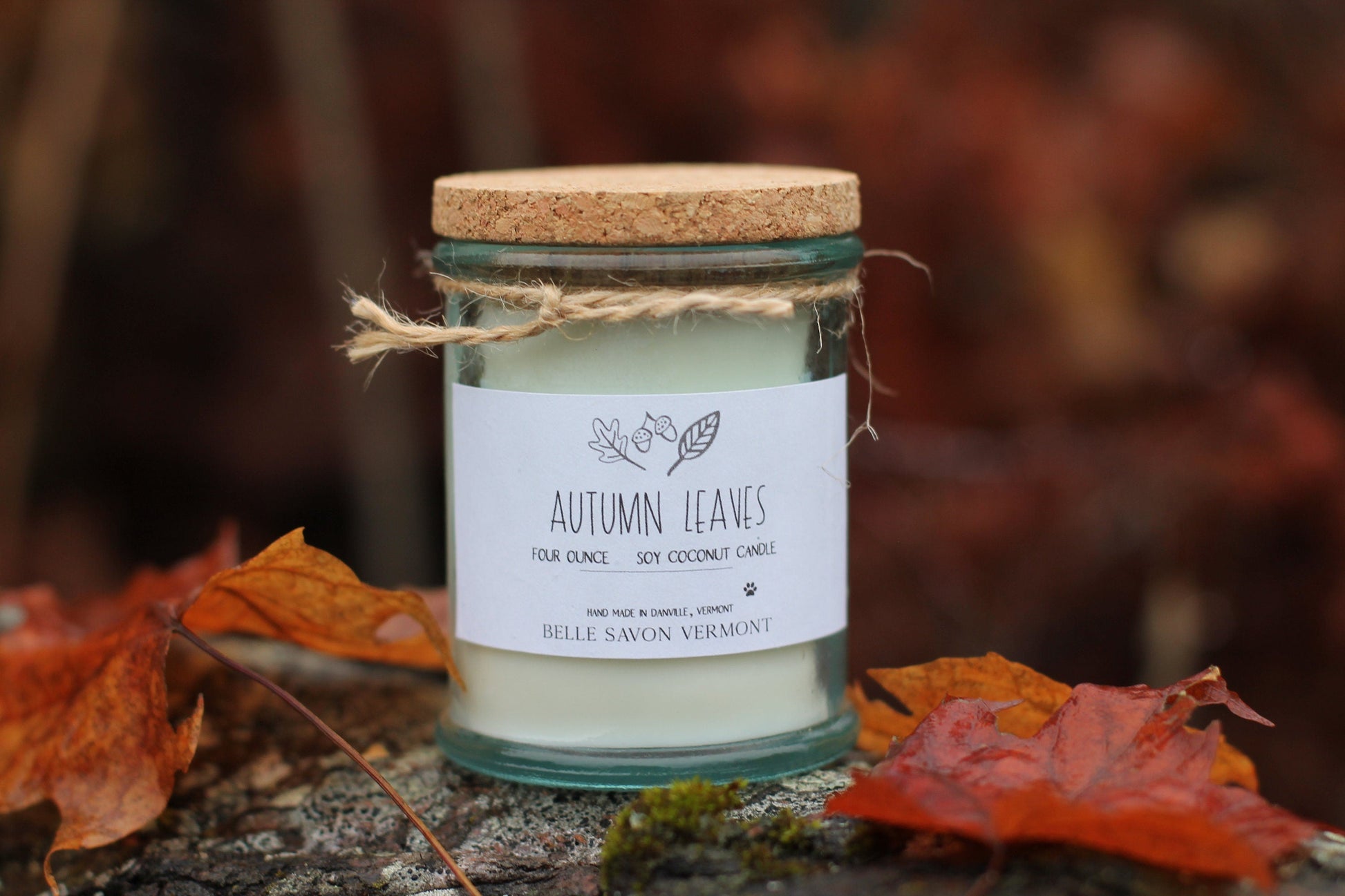 Coconut & Soy Wax Recycled Glass Container Candle-4 Ounce-Hand Poured in Vermont by Belle Savon Vermont