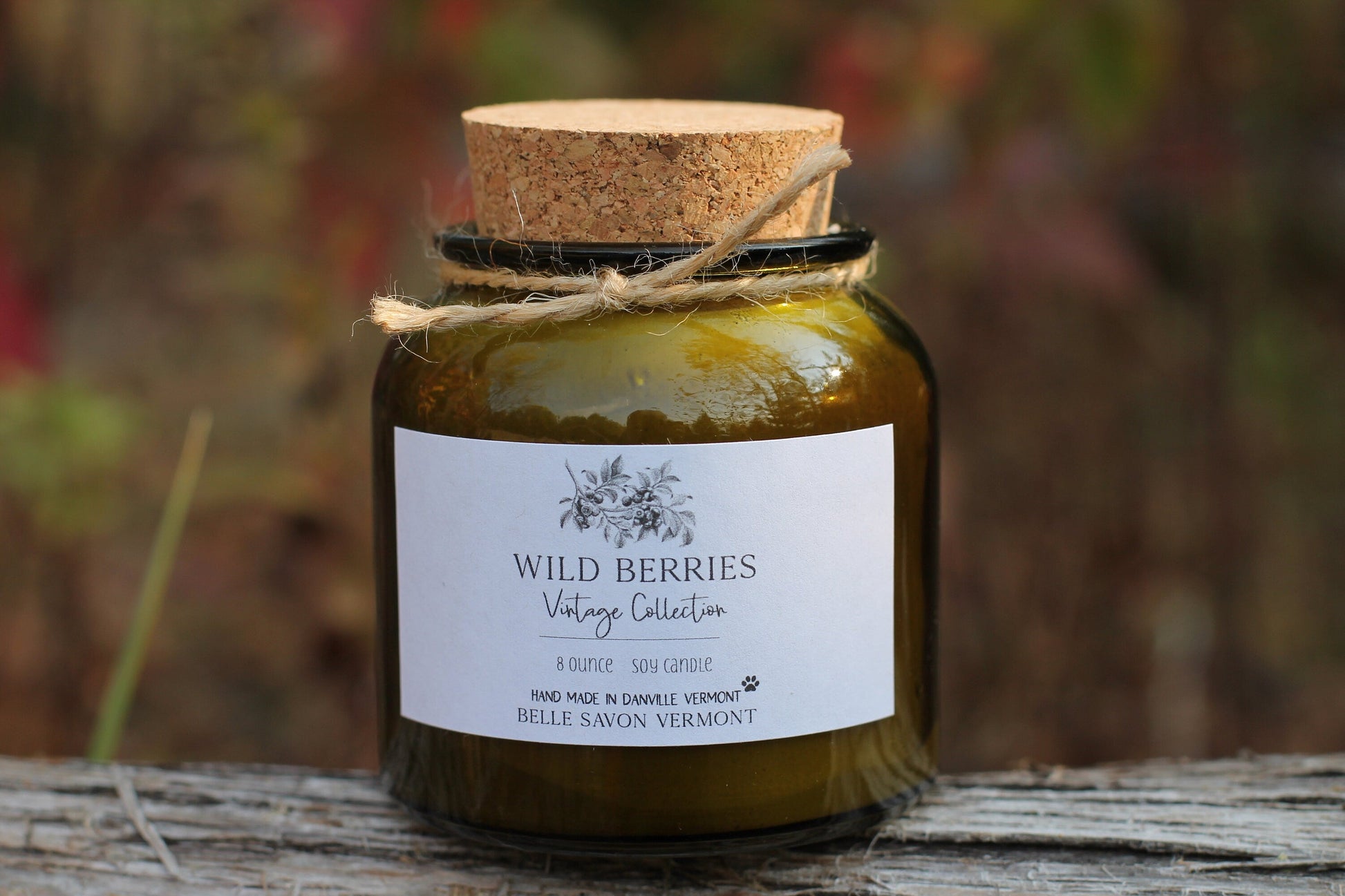 Vintage Collection Hand-poured Natural Soy Candle-8oz Recycled Glass with Cork Top-Belle Savon Vermont by Belle Savon Vermont