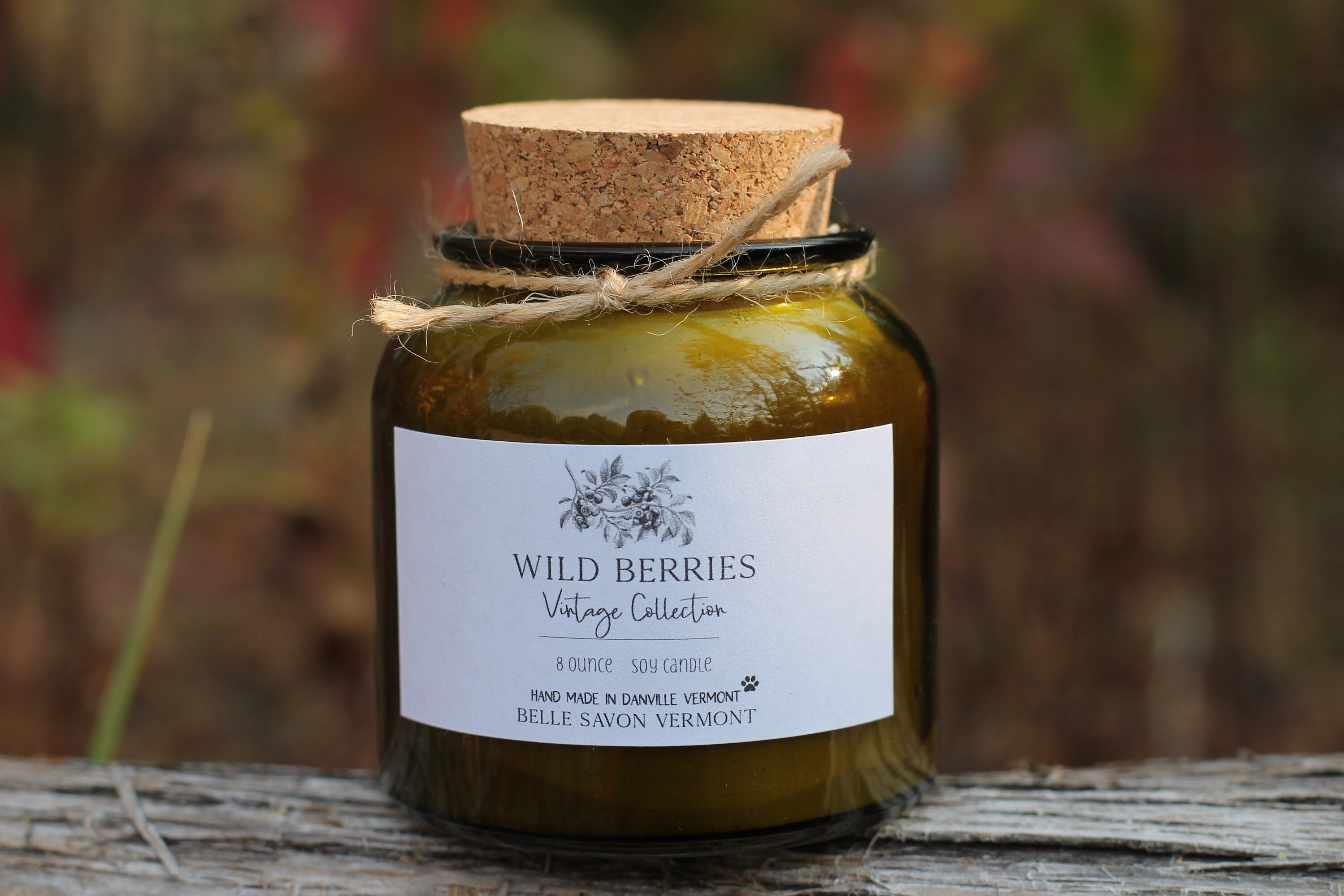 Vintage Collection Hand-poured Natural Soy Candle-8oz Recycled Glass with Cork Top-Belle Savon Vermont by Belle Savon Vermont