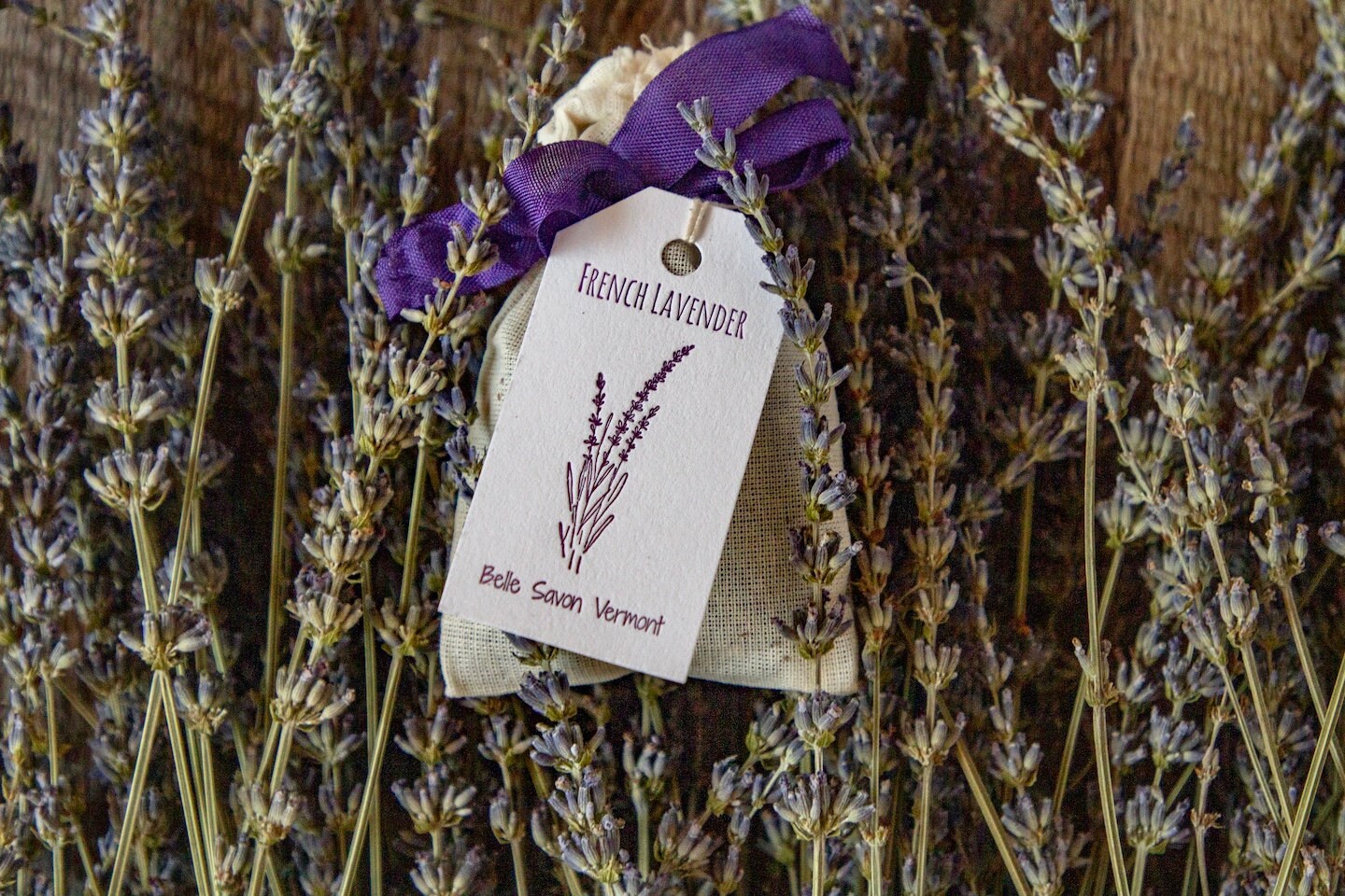 French Lavender Sachets with Letterpress Hangtag-Favors-Gifts-Home Care- Belle Savon Vermont by Belle Savon Vermont