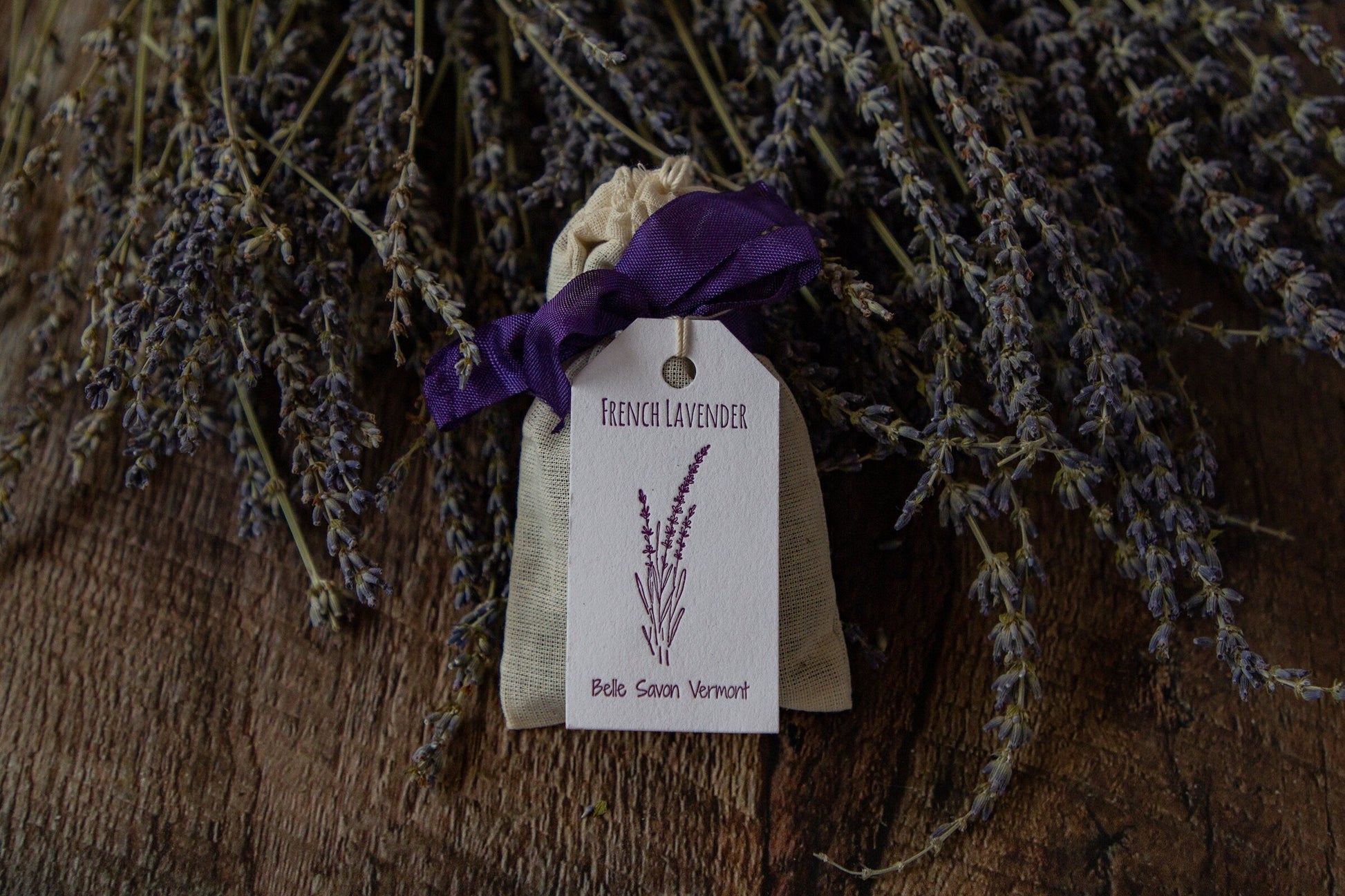 French Lavender Sachets with Letterpress Hangtag-Favors-Gifts-Home Care- Belle Savon Vermont by Belle Savon Vermont