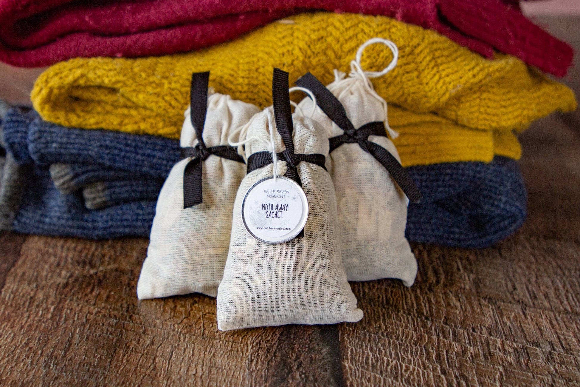 Moth Away Sachets -Set of Six- Filled with Natural and Organic Herbs and Spices-Favors-Gifts-Home Care by Belle Savon Vermont
