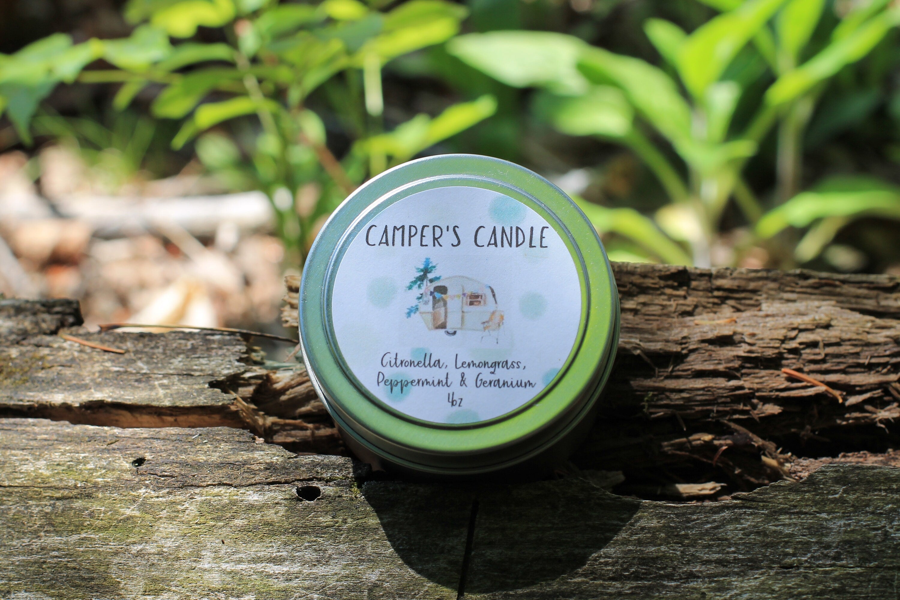 Camper Candle, Citronella Candle, Stop Bugging Me, Wood Wick Candle Tin, Vermont Travel Candle by Belle Savon Vermont