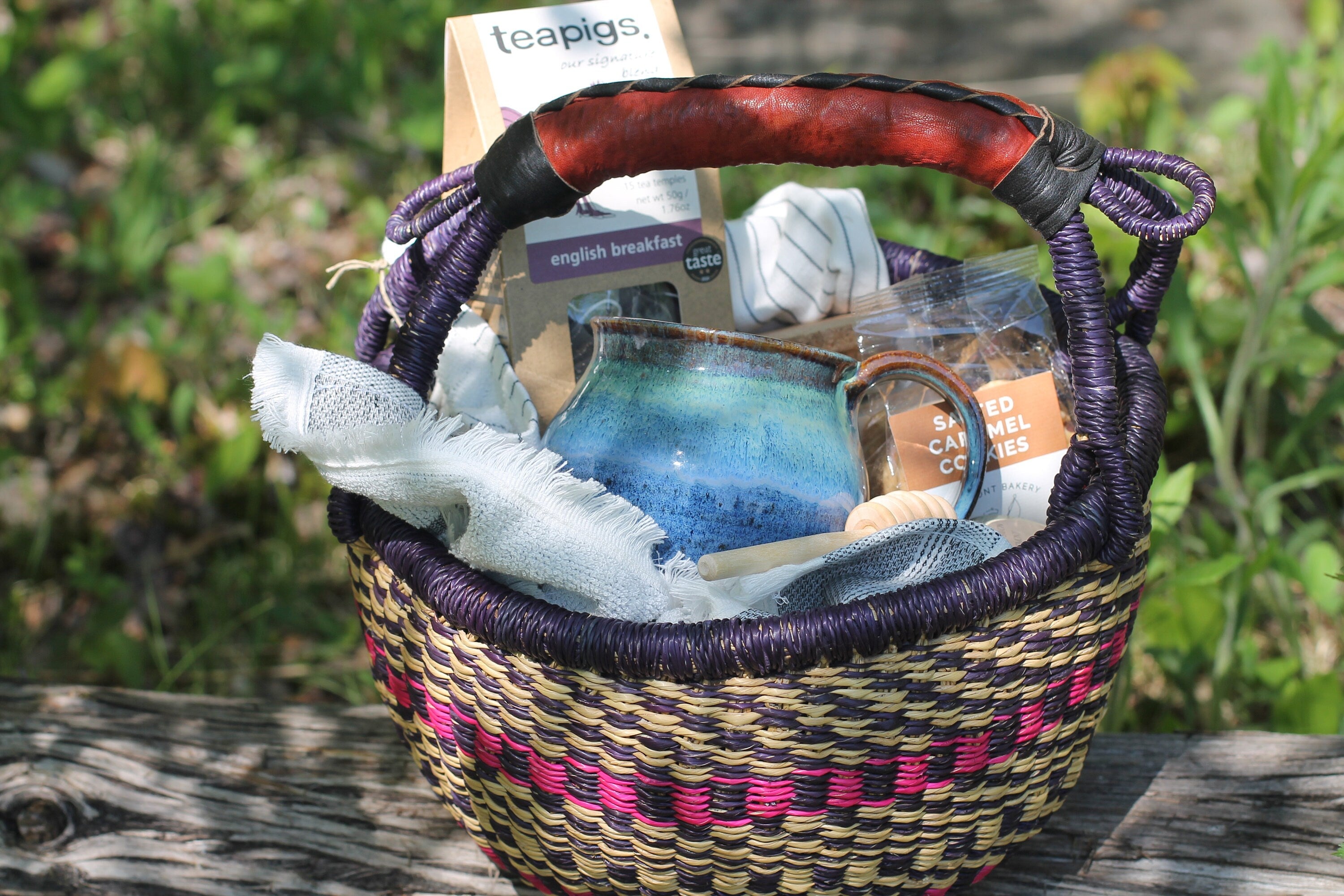 Tea Party Picnic Basket-Tea Gift Basket-Gift Basket-Tea Party-Customizable-Vermont Gift by Belle Savon Vermont