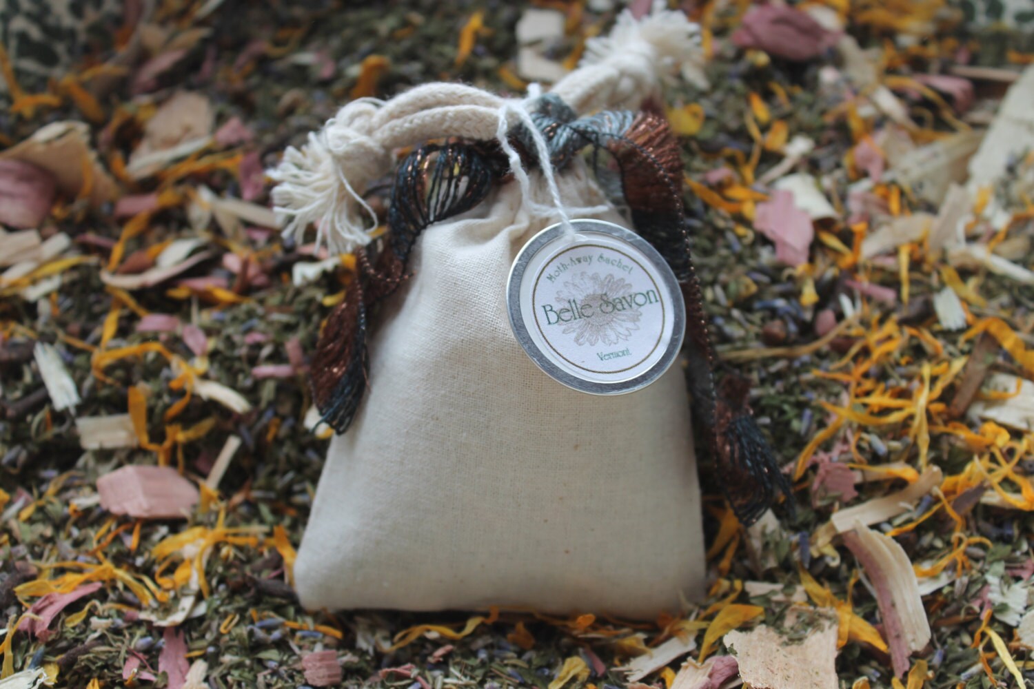 Moth Away Sachets -Set of Six- Filled with Natural and Organic Herbs and Spices-Favors-Gifts-Home Care by Belle Savon Vermont