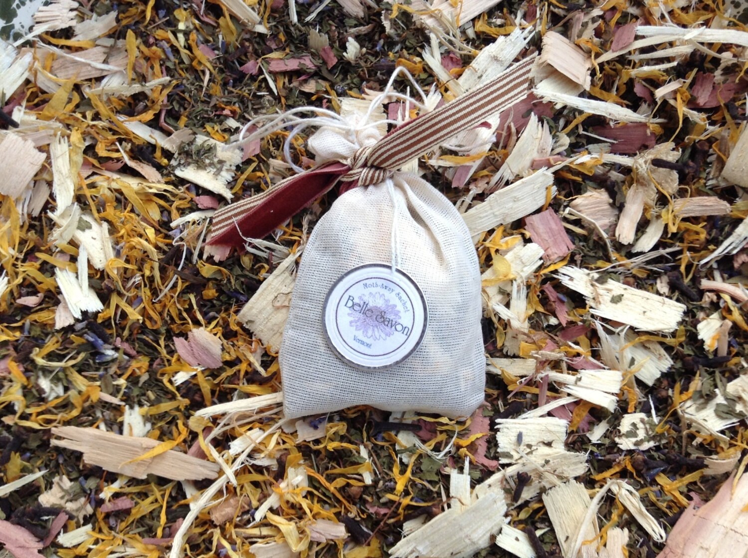 Moth Away Sachets -Set of Six- Filled with Natural and Organic Herbs and Spices-Favors-Gifts-Home Care by Belle Savon Vermont