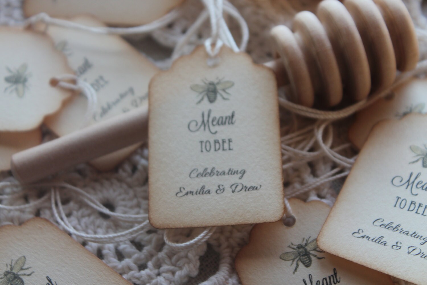 Meant to Bee Favor Tags - Customized- Distressed Edges- Belle Savon Vermont by Belle Savon Vermont