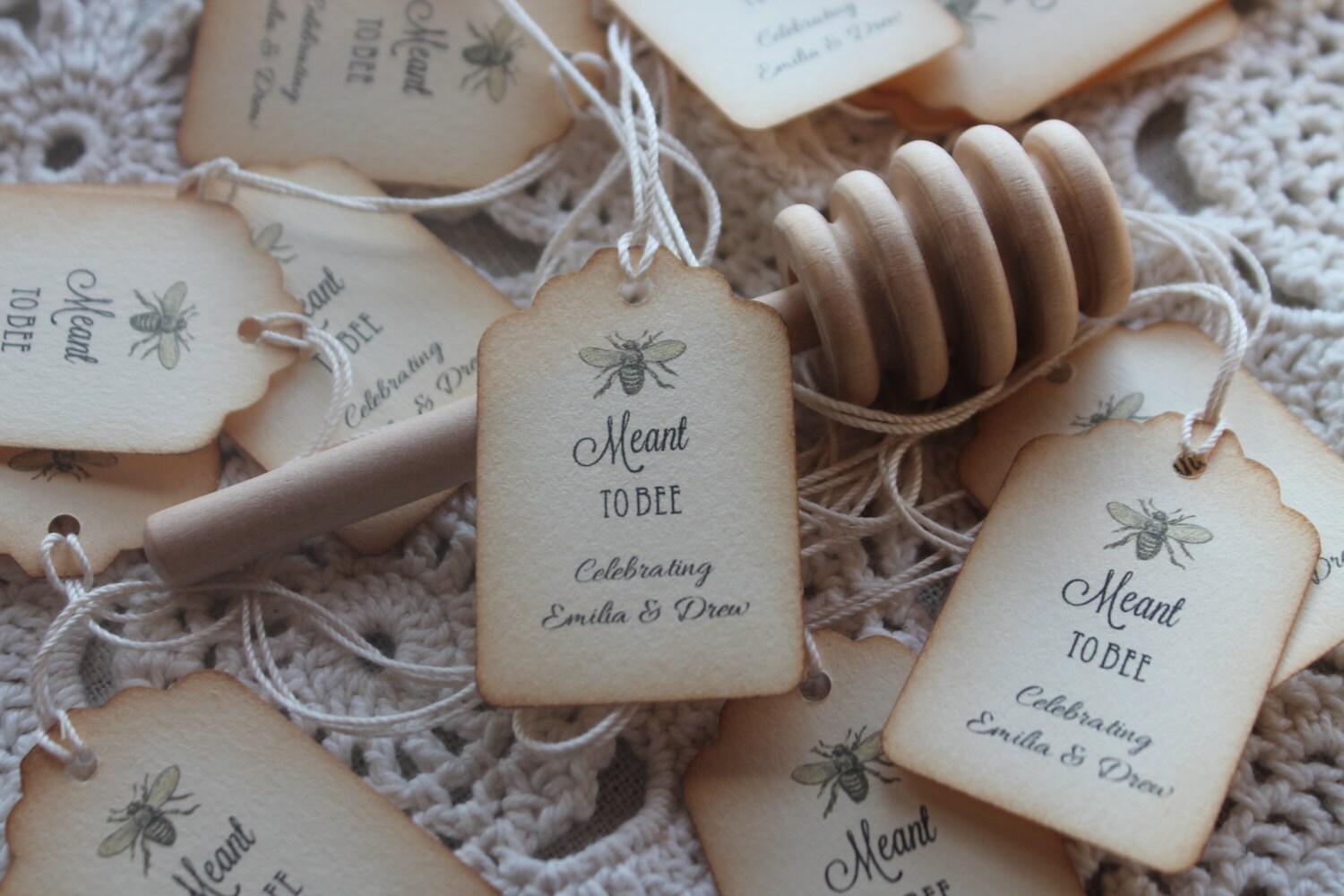 Meant to Bee Favor Tags - Customized- Distressed Edges- Belle Savon Vermont by Belle Savon Vermont
