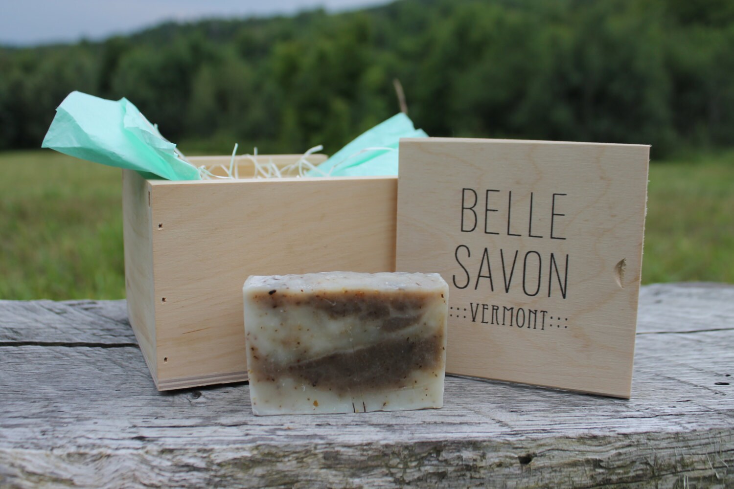 Belle Savon Vermont Artisan Soap Gift Set in VT Wooden Box by Belle Savon Vermont