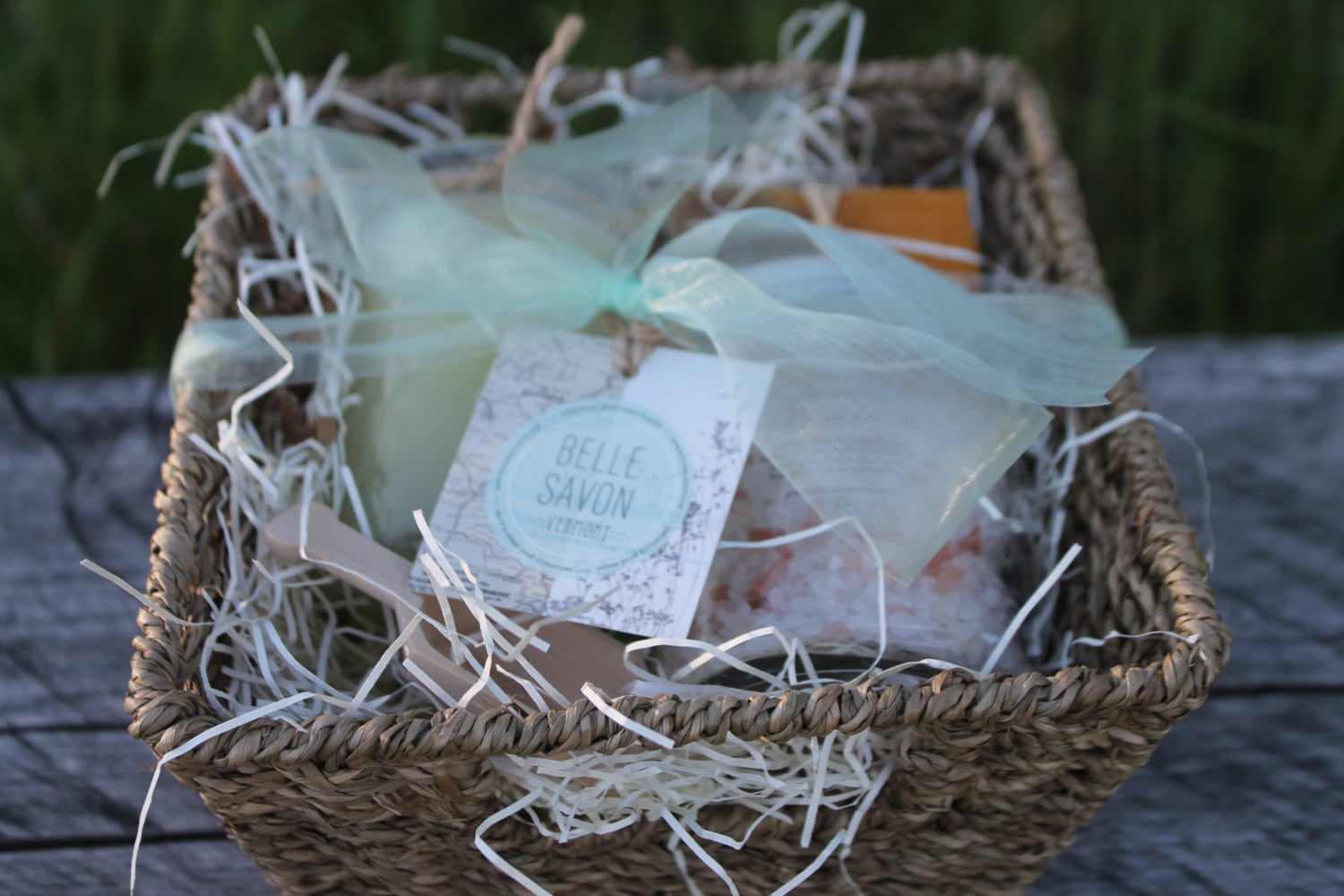 Seagrass Basket Deluxe Gift Set-Spa Set-Bridesmaid Gift-Maid of Honor-Mother of the Bride Gift -Belle Savon Vermont by Belle Savon Vermont