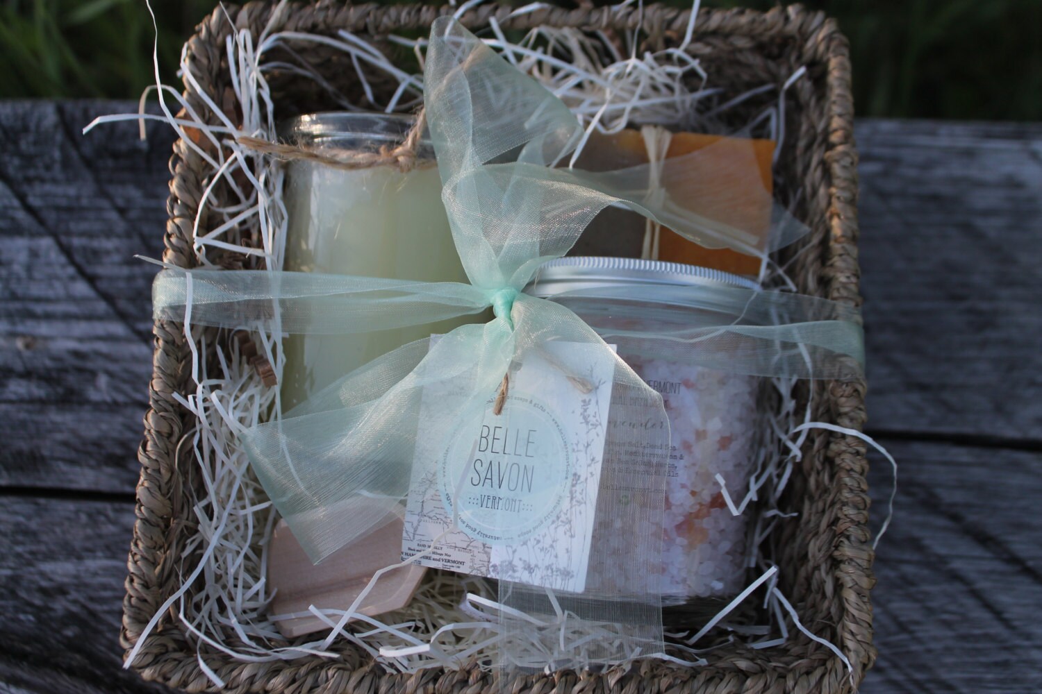 Seagrass Basket Deluxe Gift Set-Spa Set-Bridesmaid Gift-Maid of Honor-Mother of the Bride Gift -Belle Savon Vermont by Belle Savon Vermont