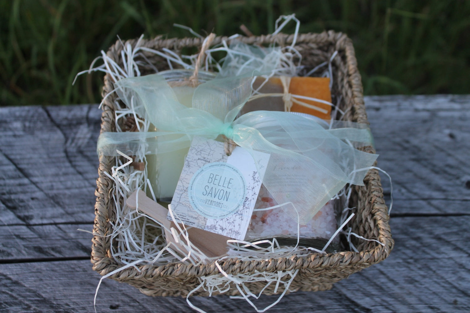 Seagrass Basket Deluxe Gift Set-Spa Set-Bridesmaid Gift-Maid of Honor-Mother of the Bride Gift -Belle Savon Vermont by Belle Savon Vermont