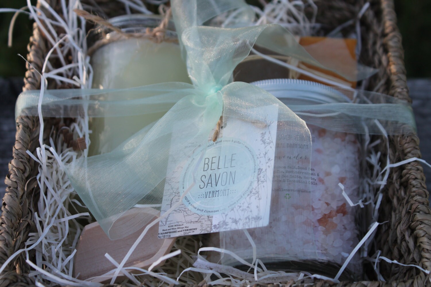 Seagrass Basket Deluxe Gift Set-Spa Set-Bridesmaid Gift-Maid of Honor-Mother of the Bride Gift -Belle Savon Vermont by Belle Savon Vermont