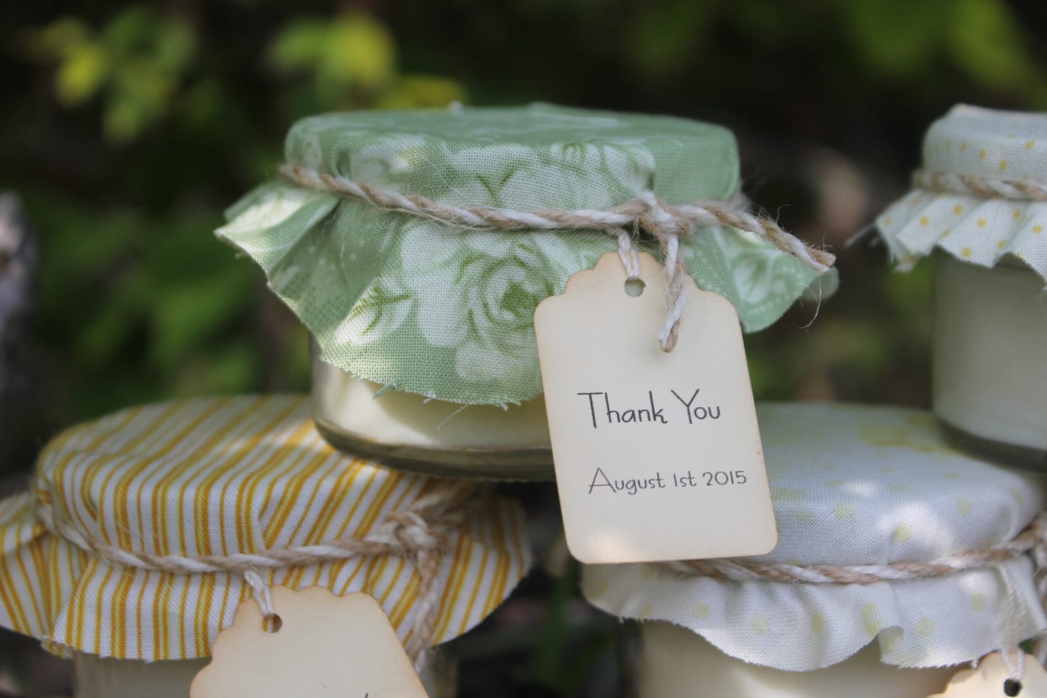 Fabric Covered Wedding Favor Candle 4oz Jar-Wedding-Baby-Bridal Shower-Soy Candle Favor Belle Savon Vermont by Belle Savon Vermont