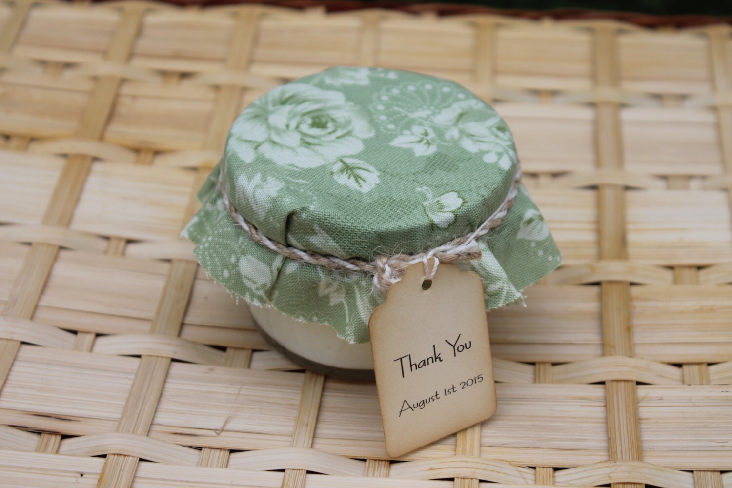 Fabric Covered Wedding Favor Candle 4oz Jar-Wedding-Baby-Bridal Shower-Soy Candle Favor Belle Savon Vermont by Belle Savon Vermont