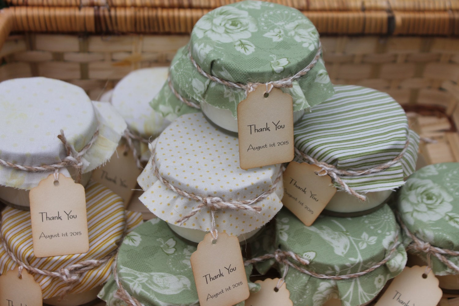 Fabric Covered Wedding Favor Candle 4oz Jar-Wedding-Baby-Bridal Shower-Soy Candle Favor Belle Savon Vermont by Belle Savon Vermont