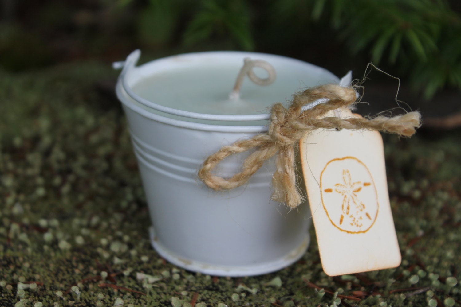 Beach Pail Candle Wedding-Shower Favor Candle 2oz White Metal Pail by Belle Savon Vermont