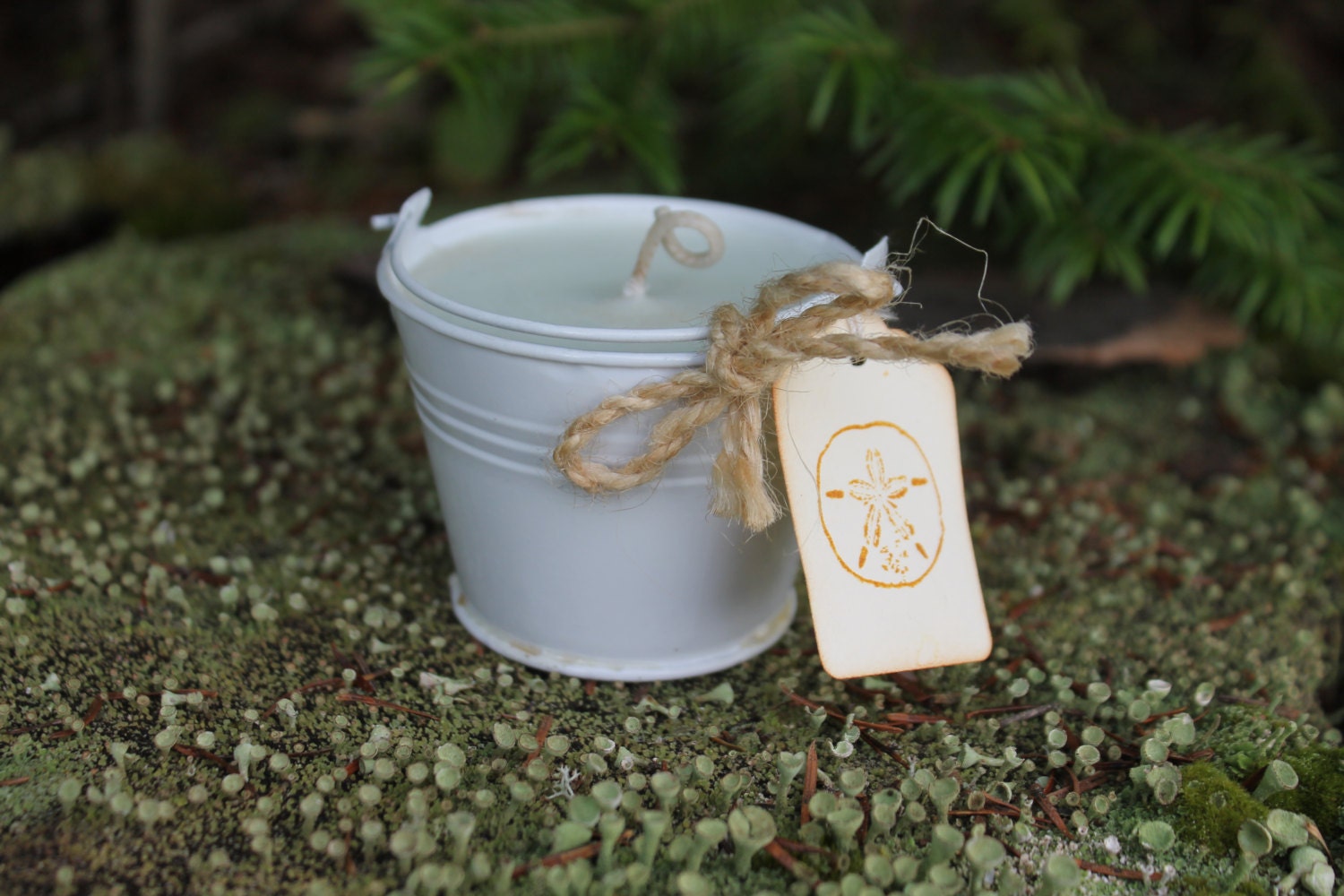 Beach Pail Candle Wedding-Shower Favor Candle 2oz White Metal Pail by Belle Savon Vermont