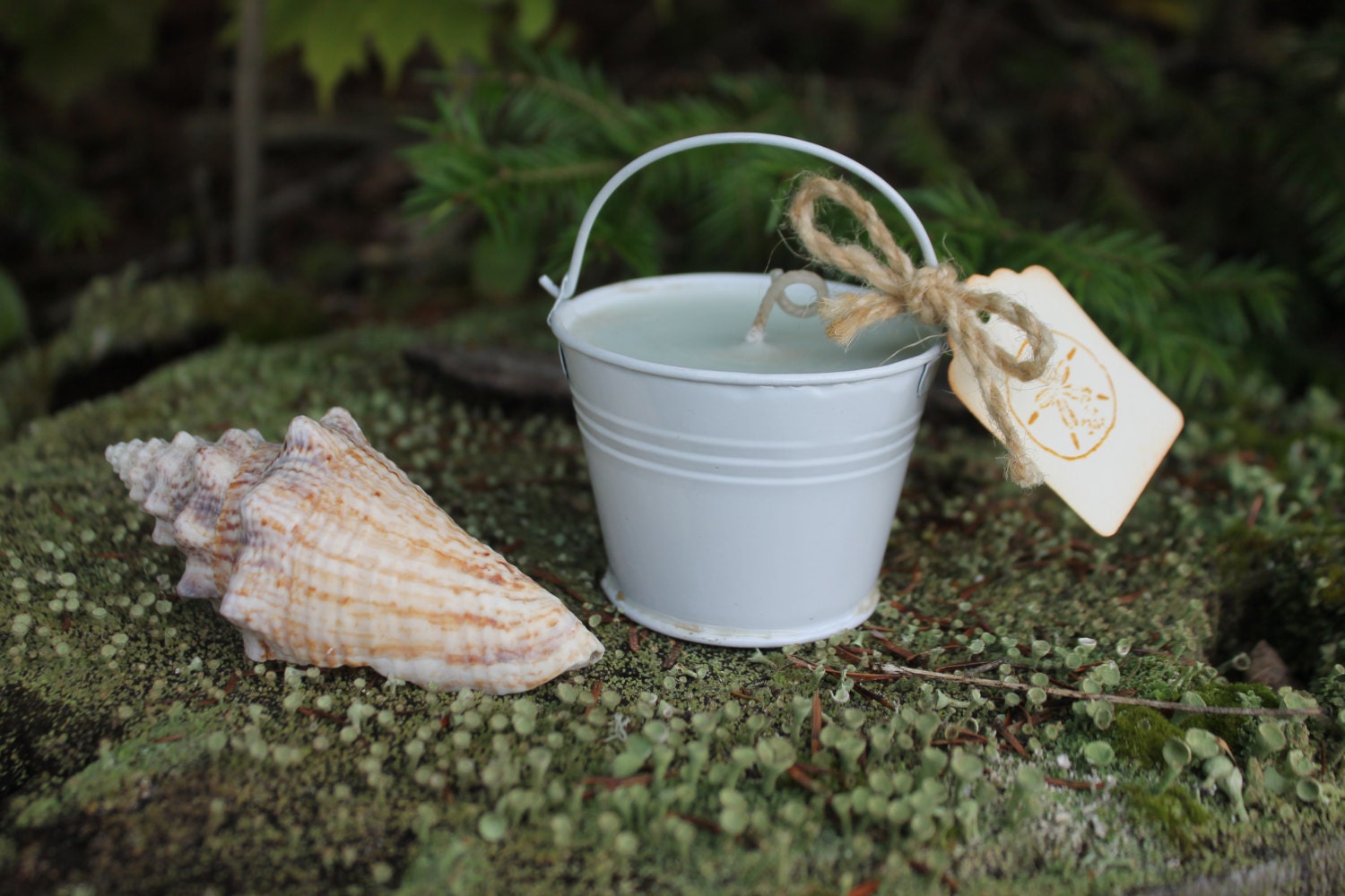 Beach Pail Candle Wedding-Shower Favor Candle 2oz White Metal Pail by Belle Savon Vermont