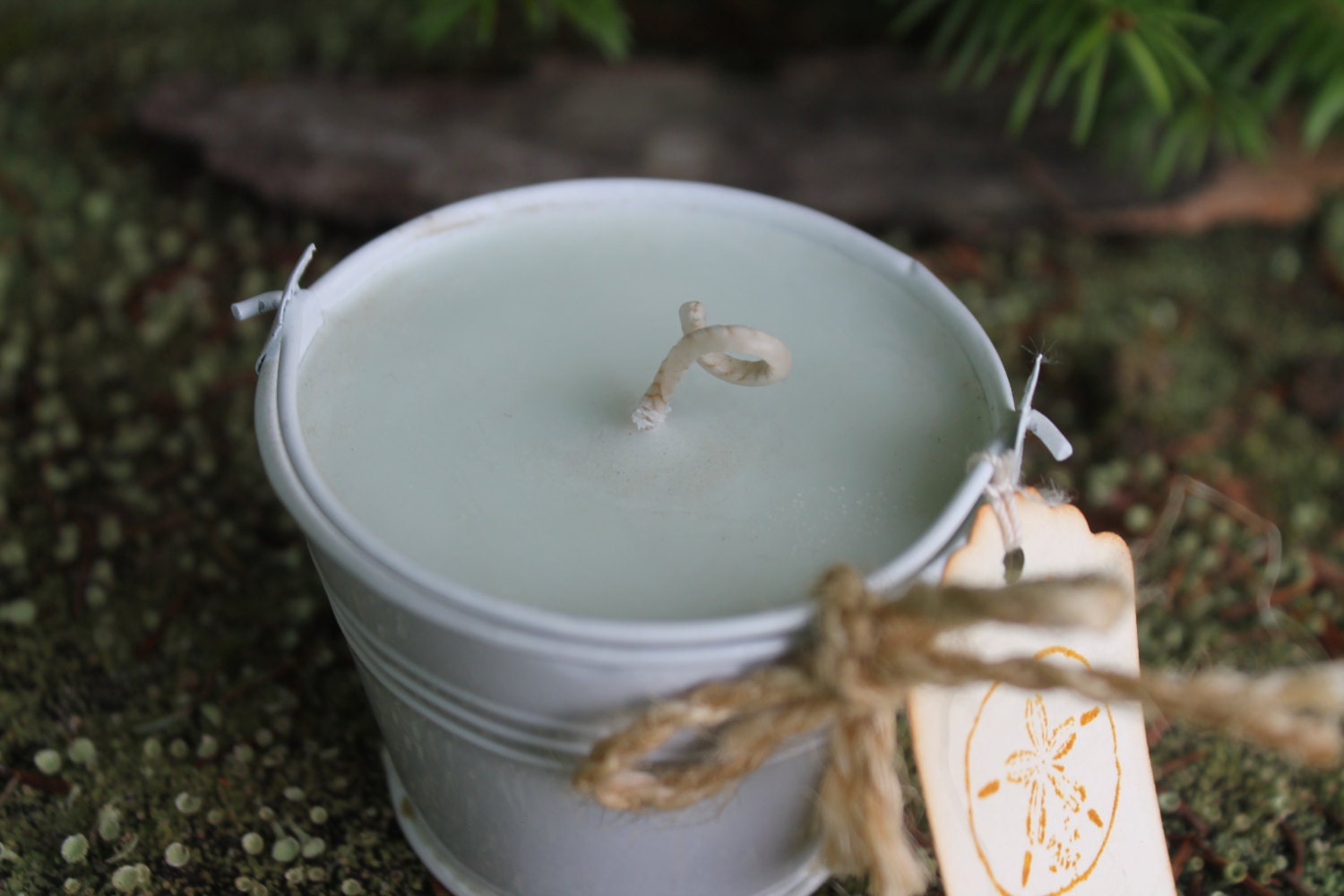 Beach Pail Candle Wedding-Shower Favor Candle 2oz White Metal Pail by Belle Savon Vermont