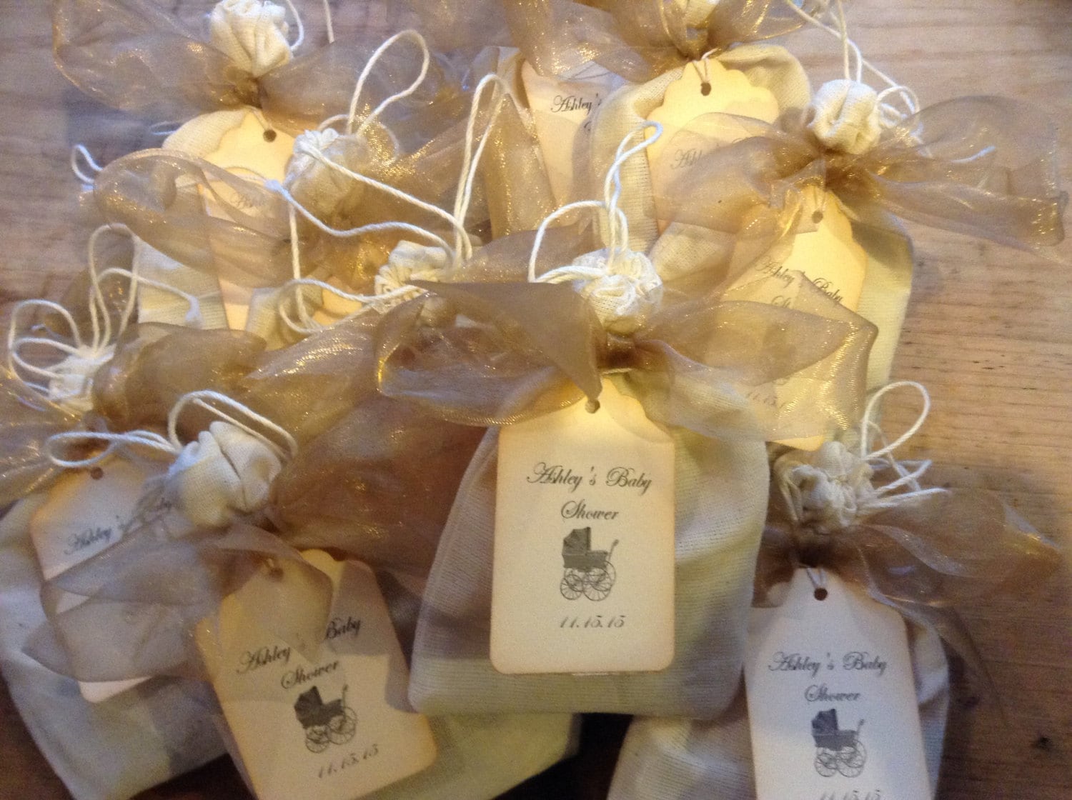 Tea Party Favor-Two Organic Teas in a Muslin Bag with Ribbons-Wedding-Bridal Shower-Baby Shower-Belle Savon Vermont by Belle Savon Vermont