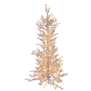 Flocked White Twig Tree - 6.5 ft - 200 UL Clear Lights