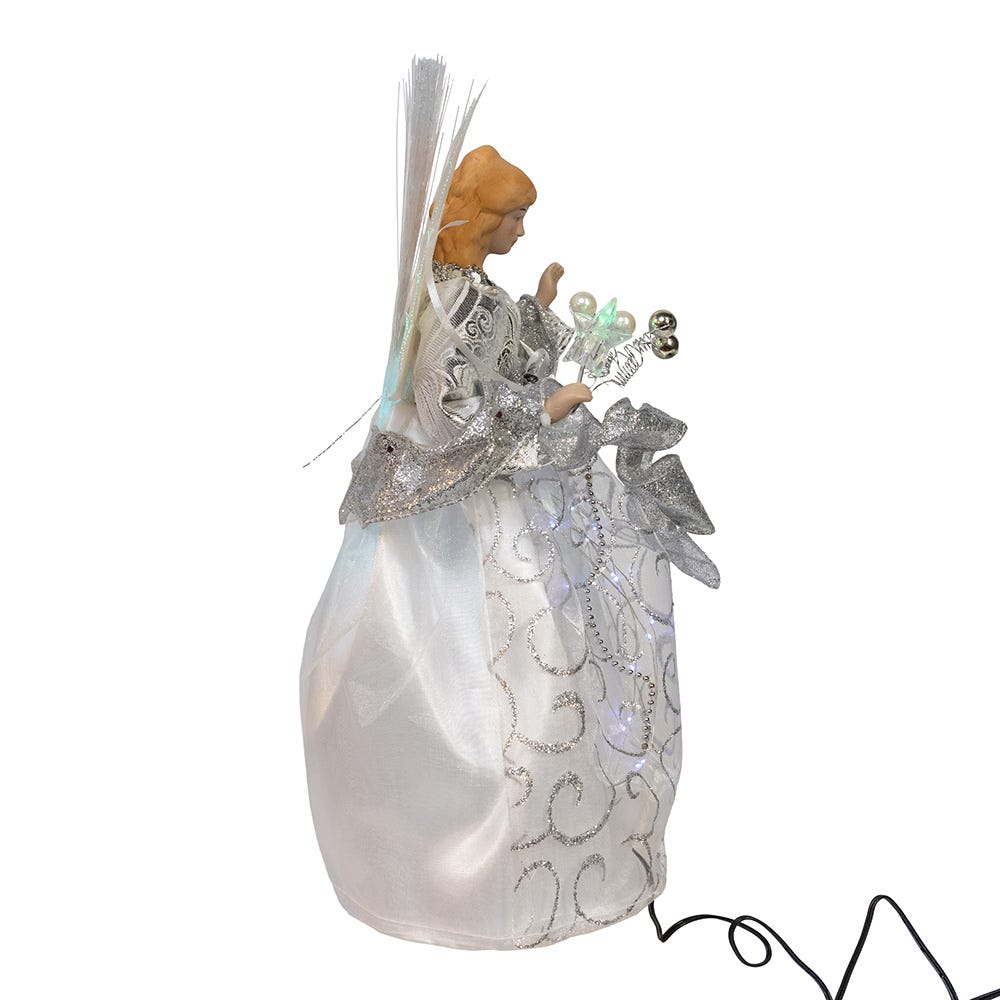 LED Fiber Optic Silver Angel Treetop - 12 Inches Tall