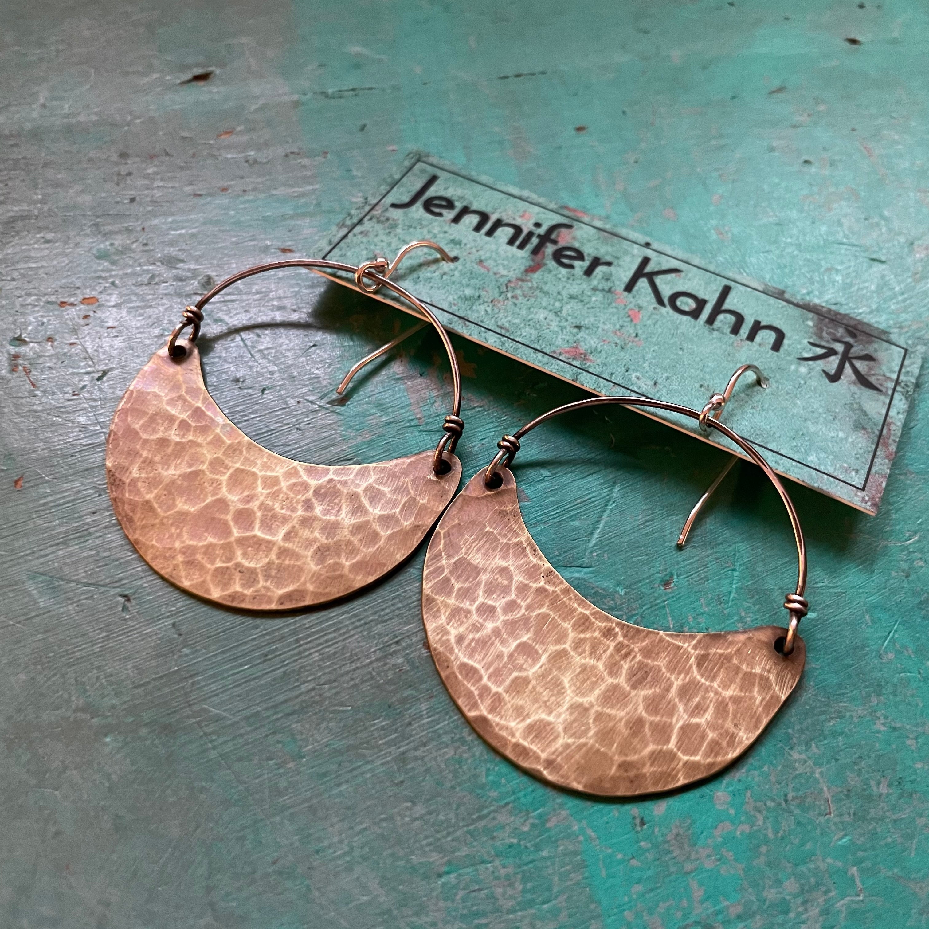 Brass Crescent Earrings by jenkahnjewelry