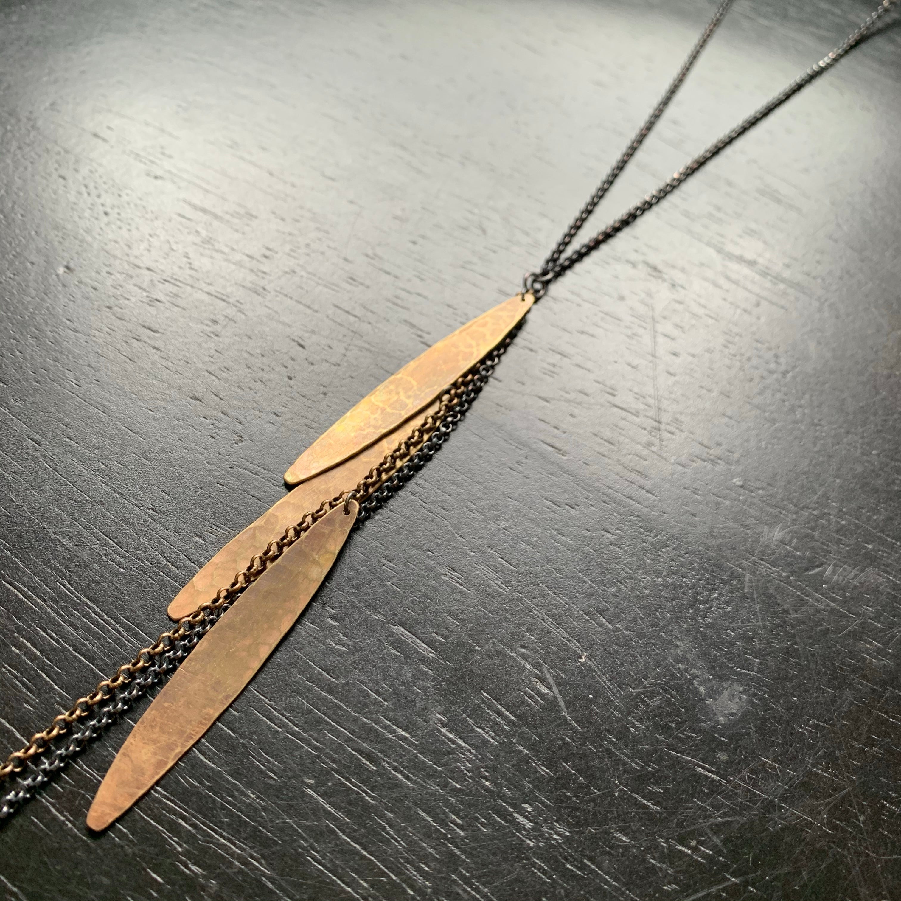 Metal Feather Necklace by jenkahnjewelry