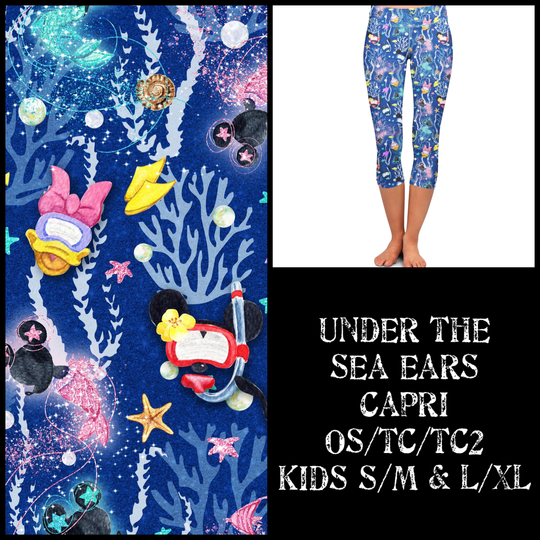 Under The Sea Ears Capri Length Leggings with Pockets by SidePony Boutique