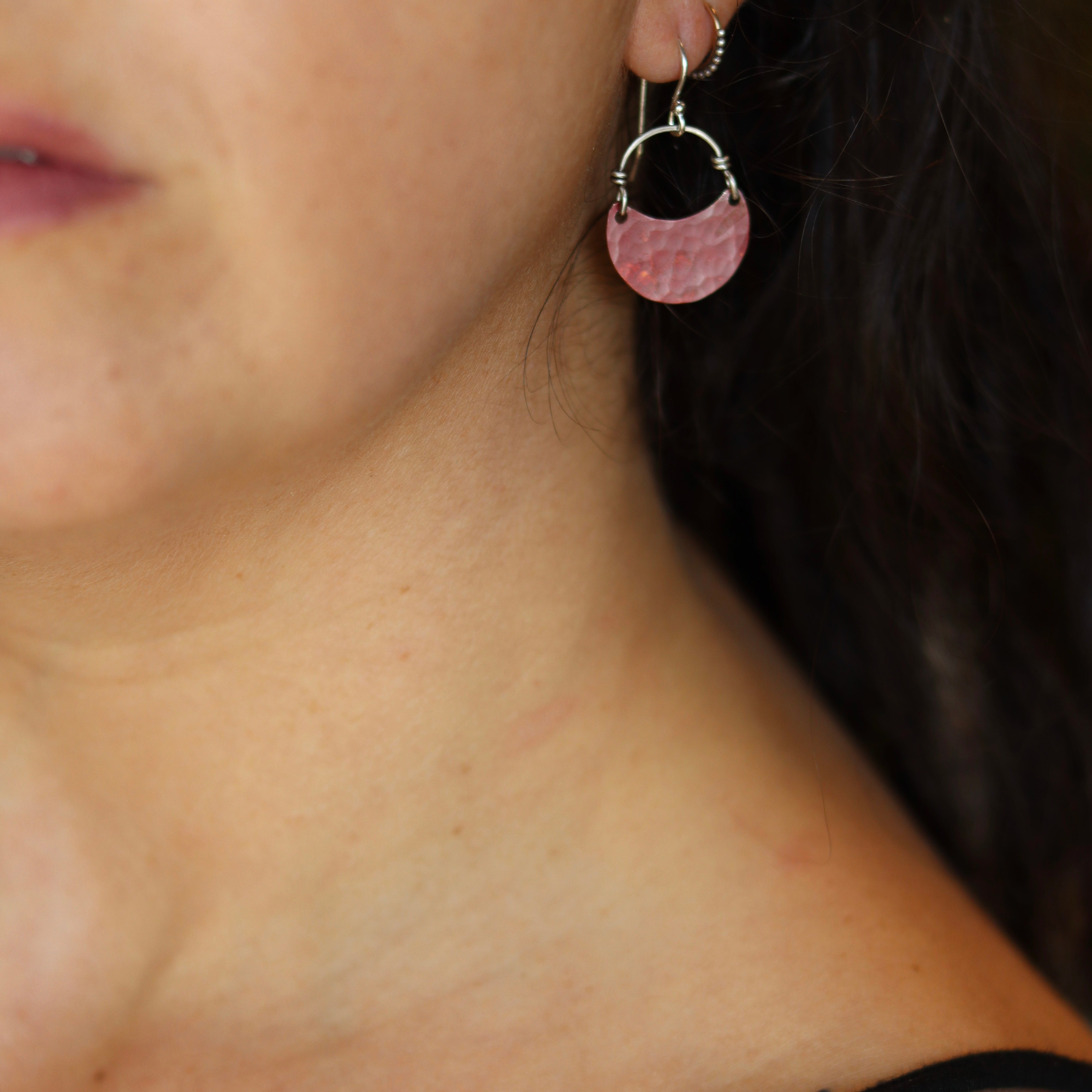 Copper Crescent Earrings by jenkahnjewelry