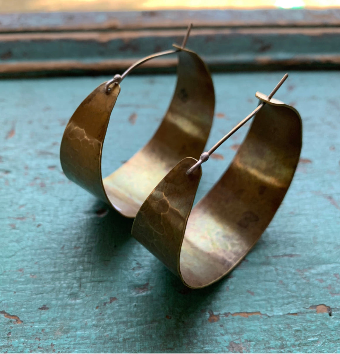 Wide Brass Hoops by jenkahnjewelry