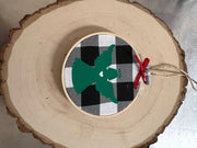 Hoop Ornament: Angel on White Plaid by SidePony Boutique