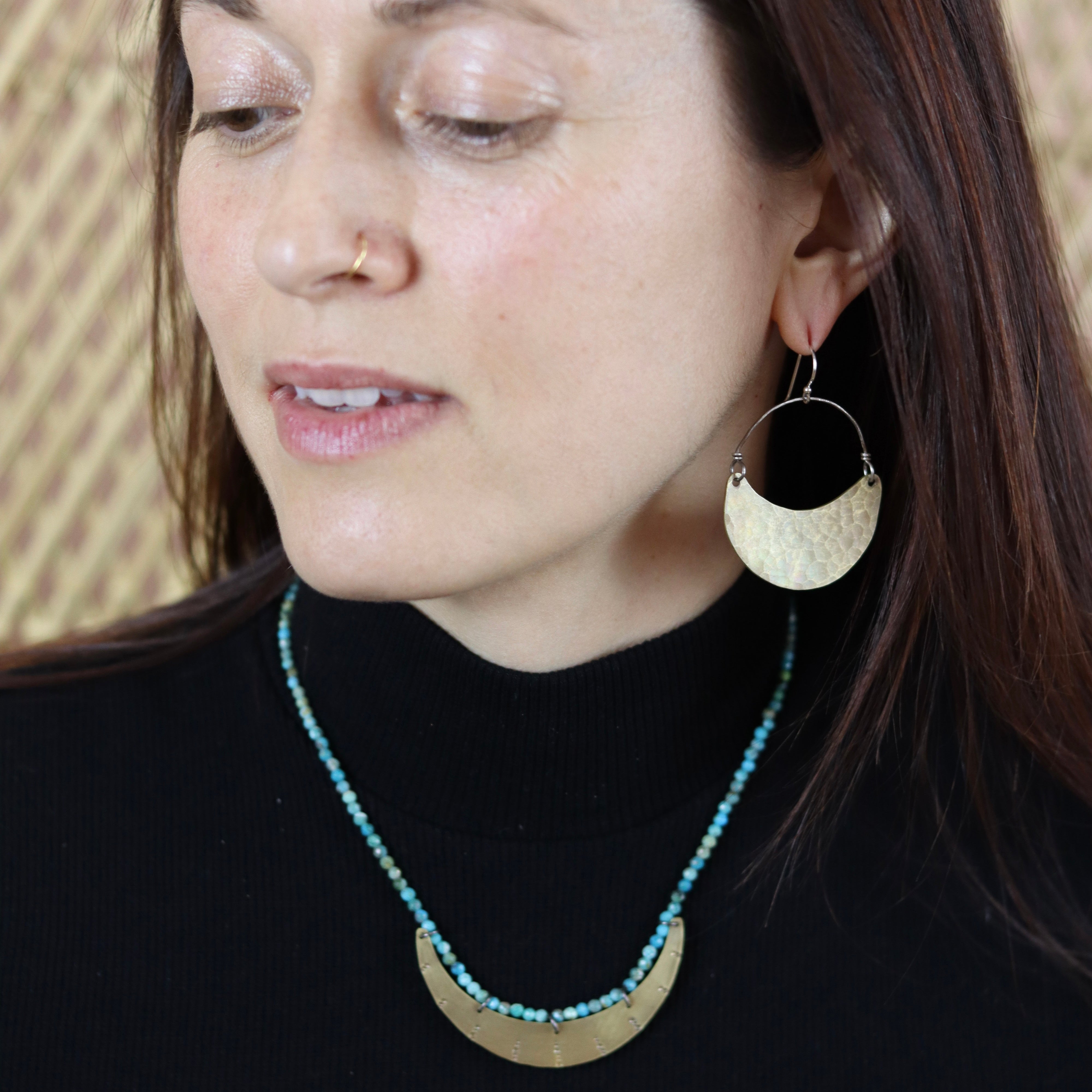 Brass Crescent Earrings by jenkahnjewelry