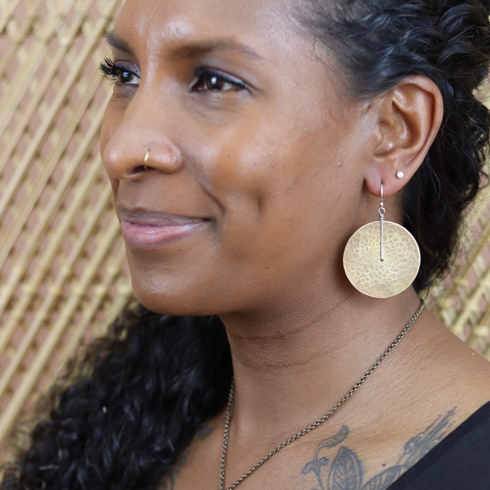 Brass Disc Earrings by jenkahnjewelry