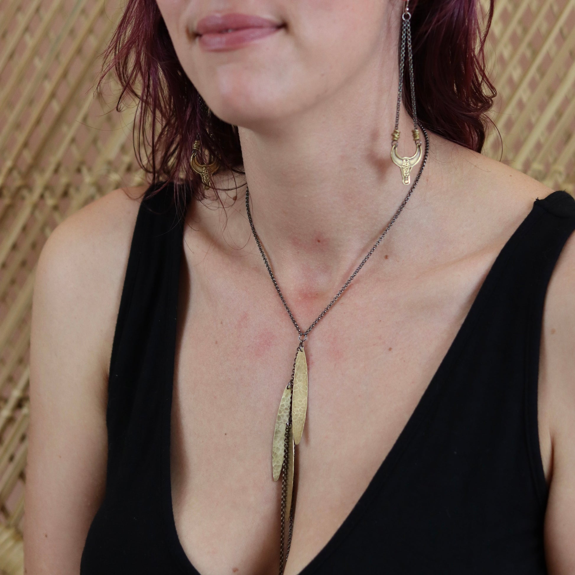 Metal Feather Necklace by jenkahnjewelry