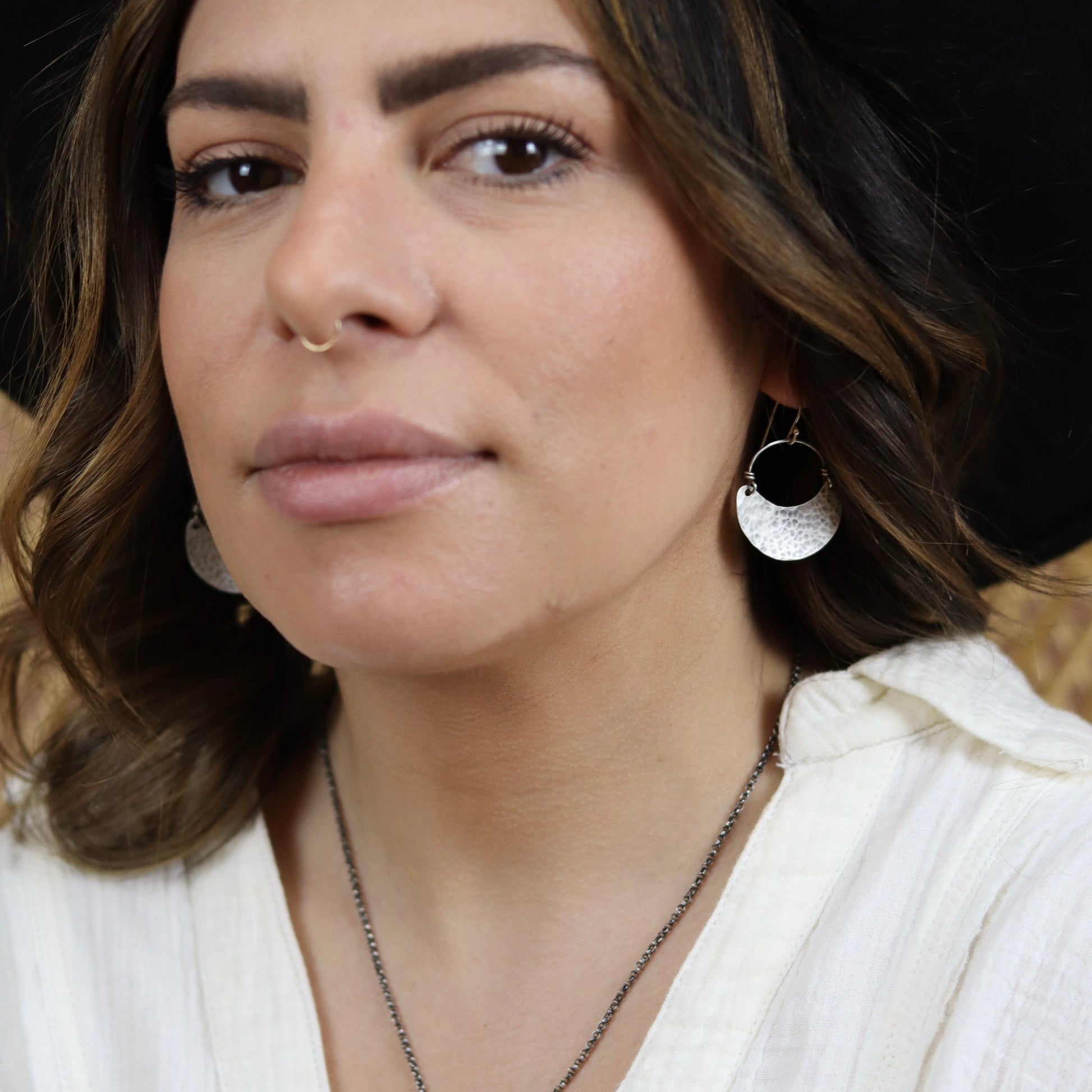 Silver Crescent Earrings by jenkahnjewelry