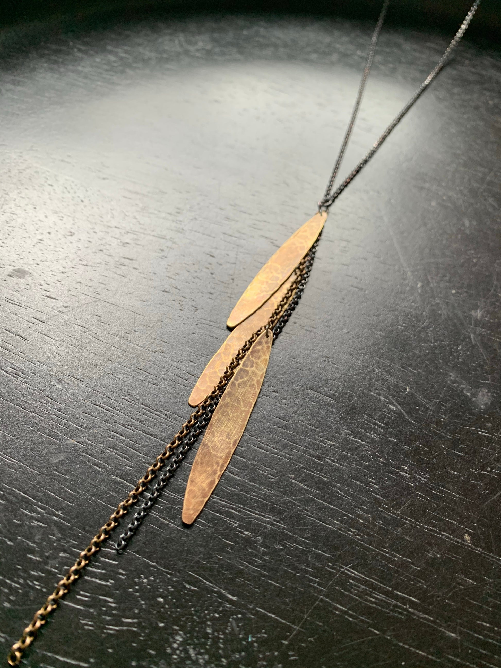 Metal Feather Necklace by jenkahnjewelry