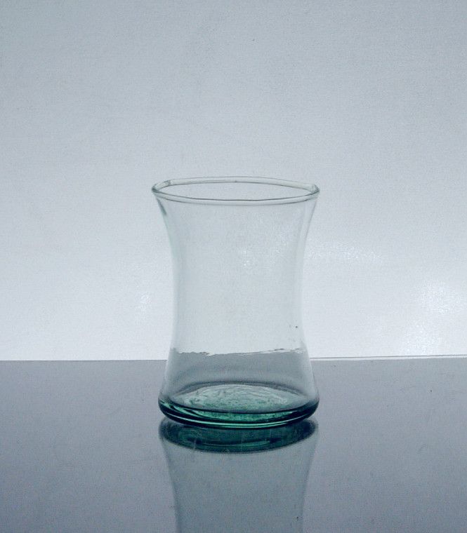 Vase Glass Clear Tapered Sides Lt Green 2.5" Opening 3.75" Tall by Homeportonline
