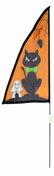 Cat on Pumpkin Halloween Banner Flag