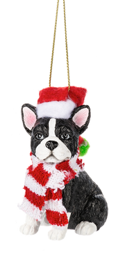 Santa Paws - Dog Ornament - Boston Terrier