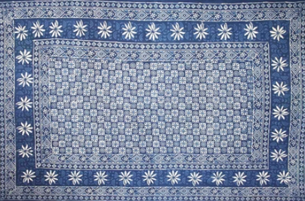 Tapestry Twin Size Indigo Dabu Flower by Homeportonline