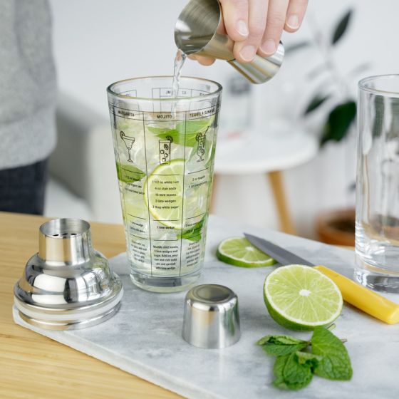 Cocktail Shaker - Glass Recipe Shaker by Homeportonline